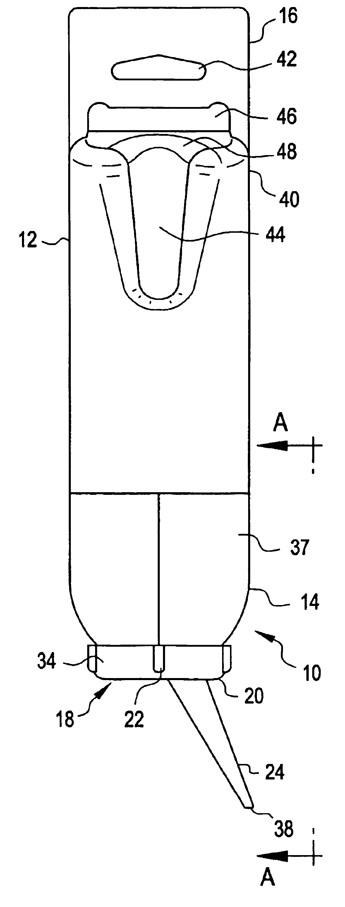 Viscous fluid dispenser, integral stored nozzle package and method