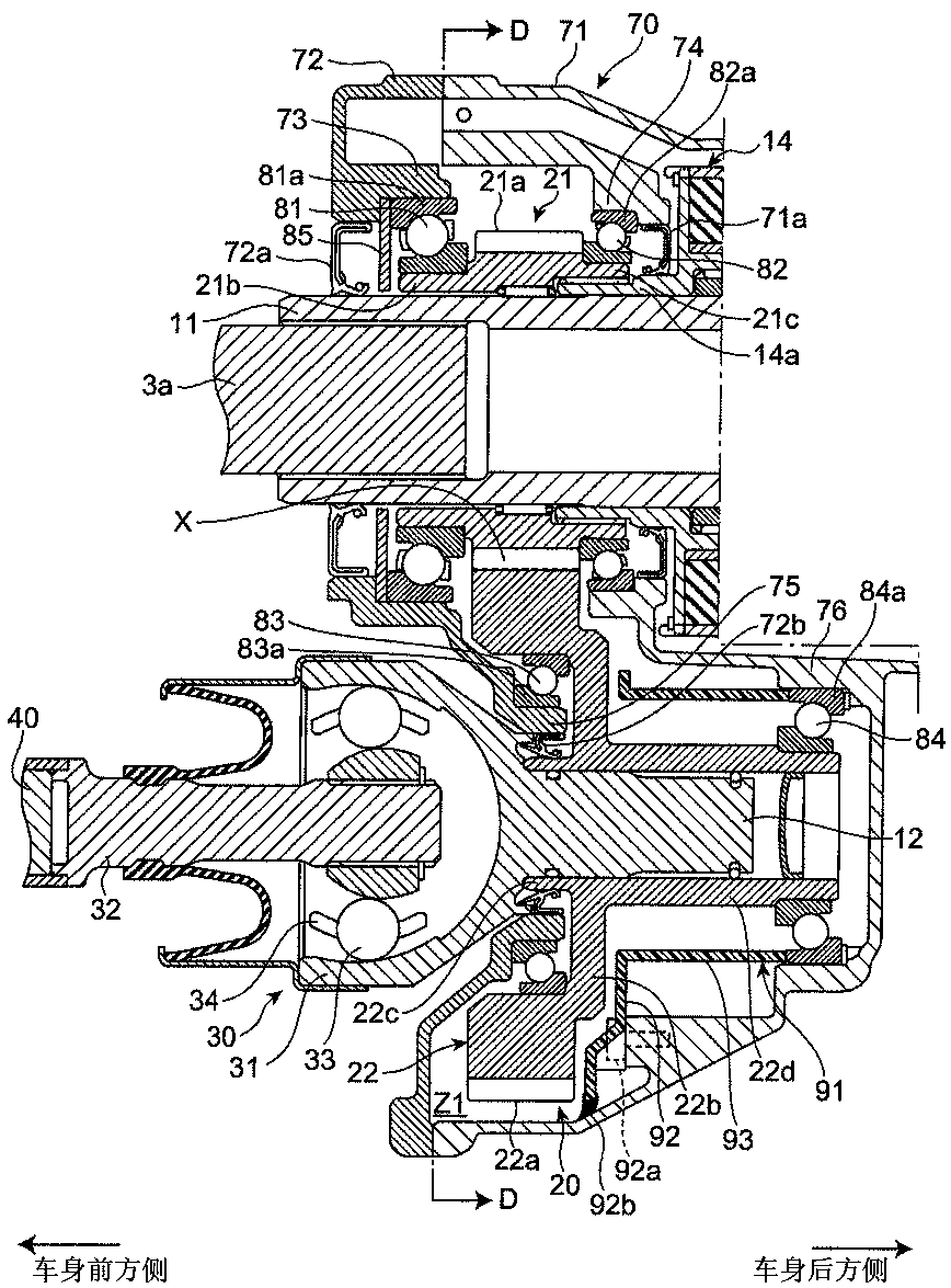 Transfer structure for vehicle
