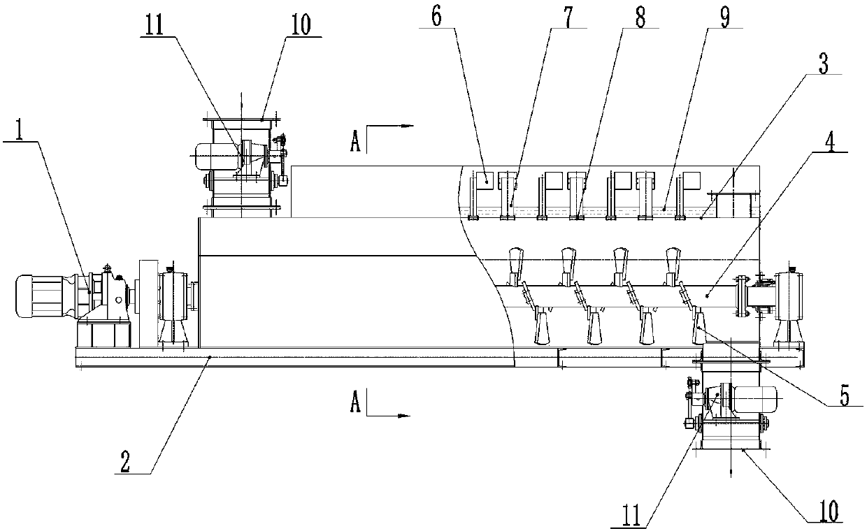 Continuous microwave heating double-shaft mixer