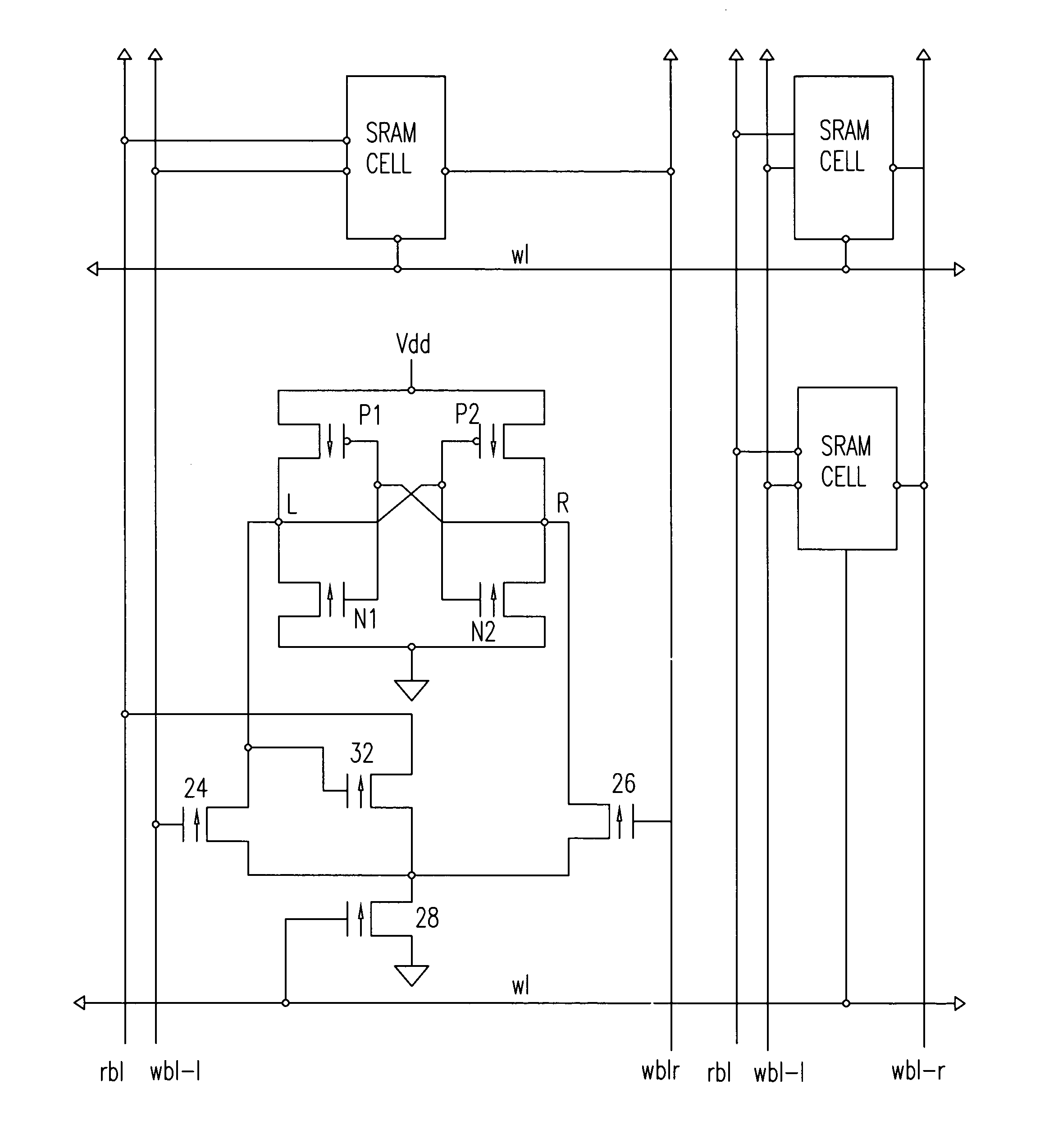 Eight transistor SRAM cell with improved stability requiring only one word line