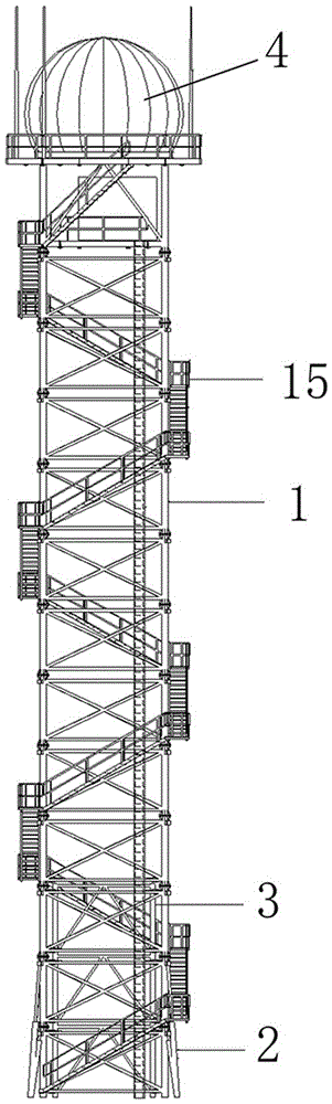 Bottom jacking type lifting steel structure radar tower