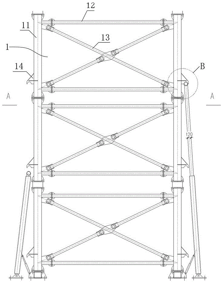 Bottom jacking type lifting steel structure radar tower