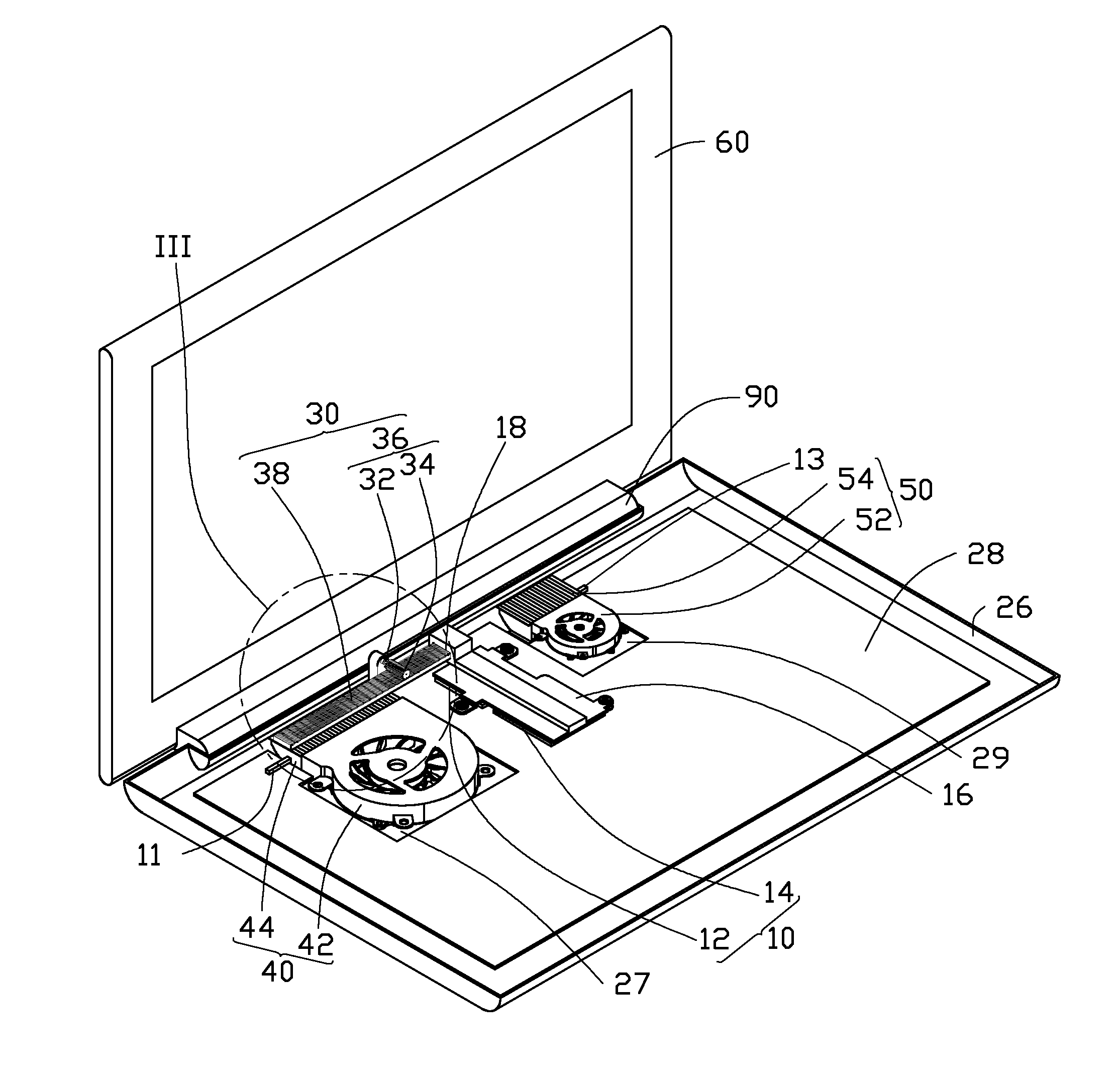 Portable computer with heat dissipation unit