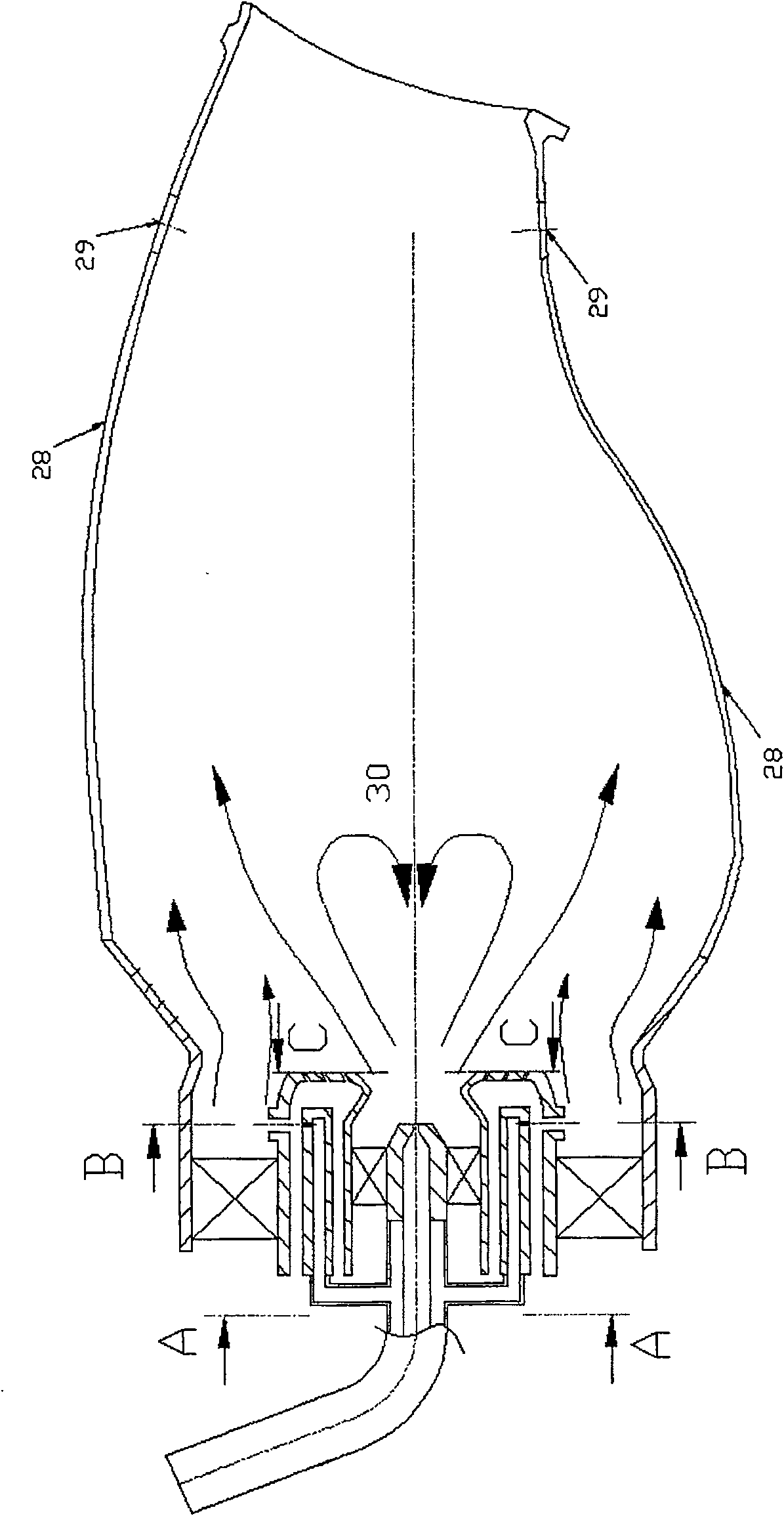 Aerial engine lean premixed preevaporated low contamination combustion chamber