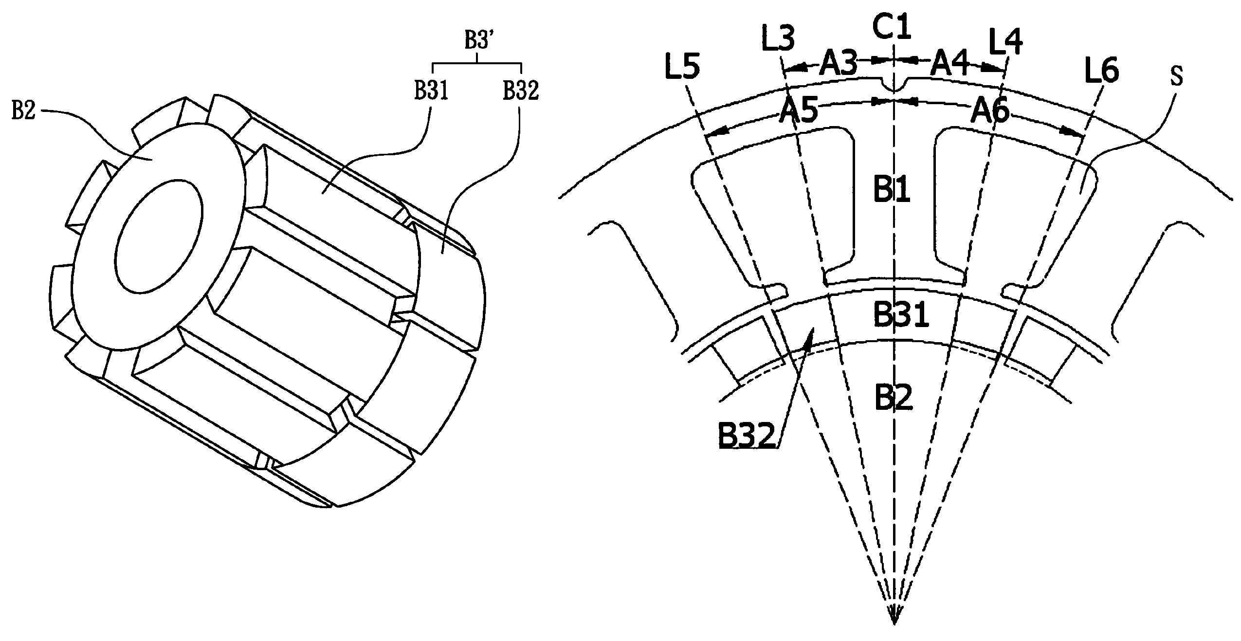 Complementary permanent magnet structure capable of minimizing cogging torque for rotating electric machine