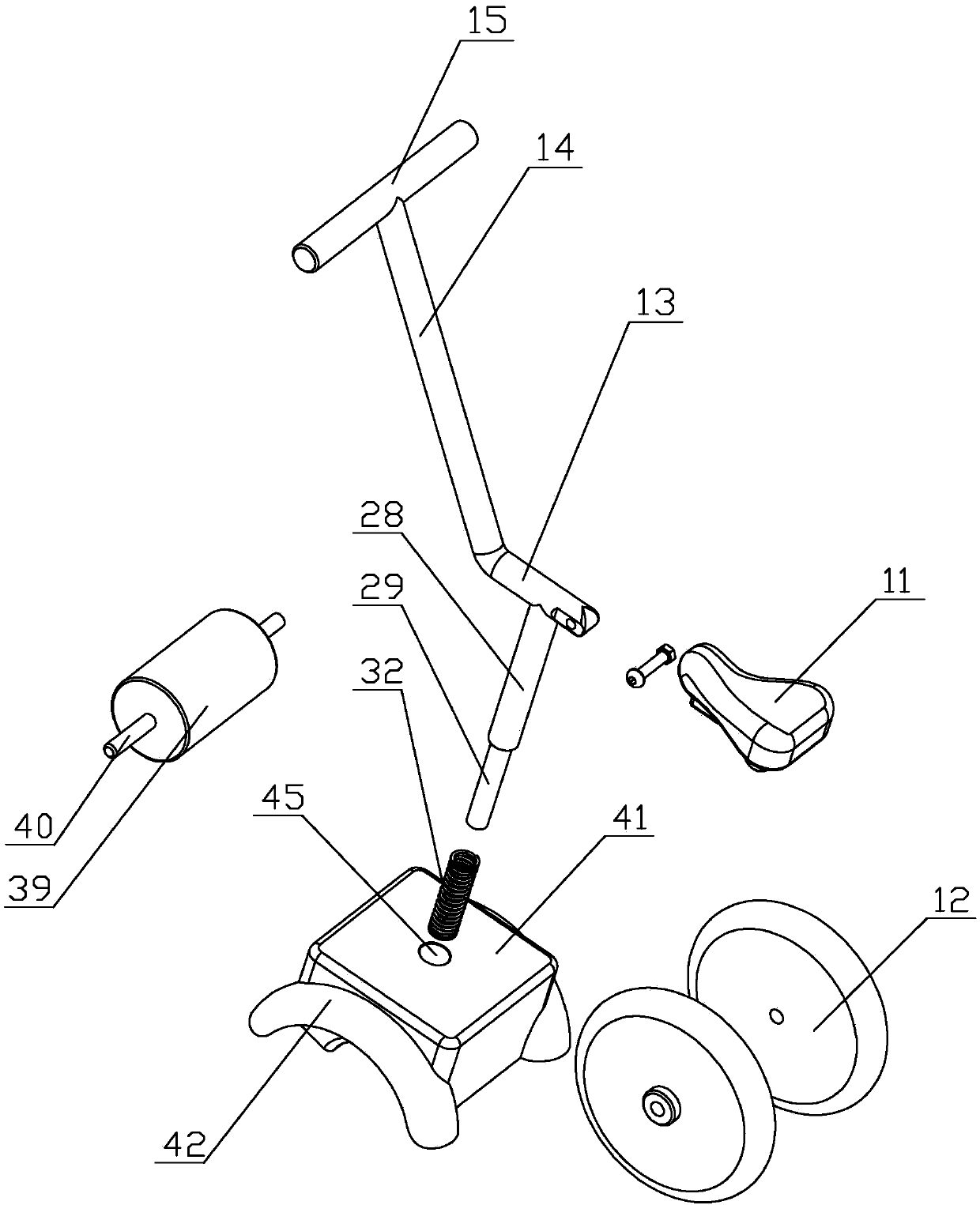 Balance car with T-shaped car rod for damping