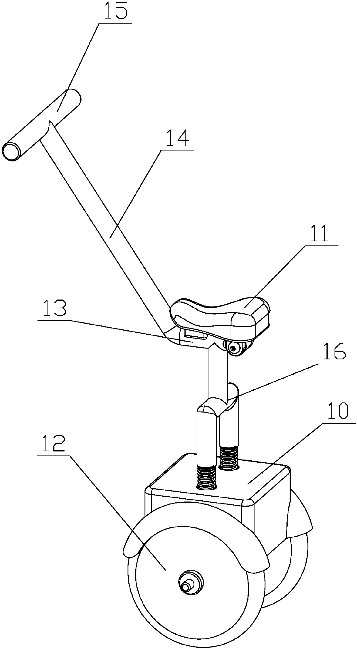 Balance car with T-shaped car rod for damping