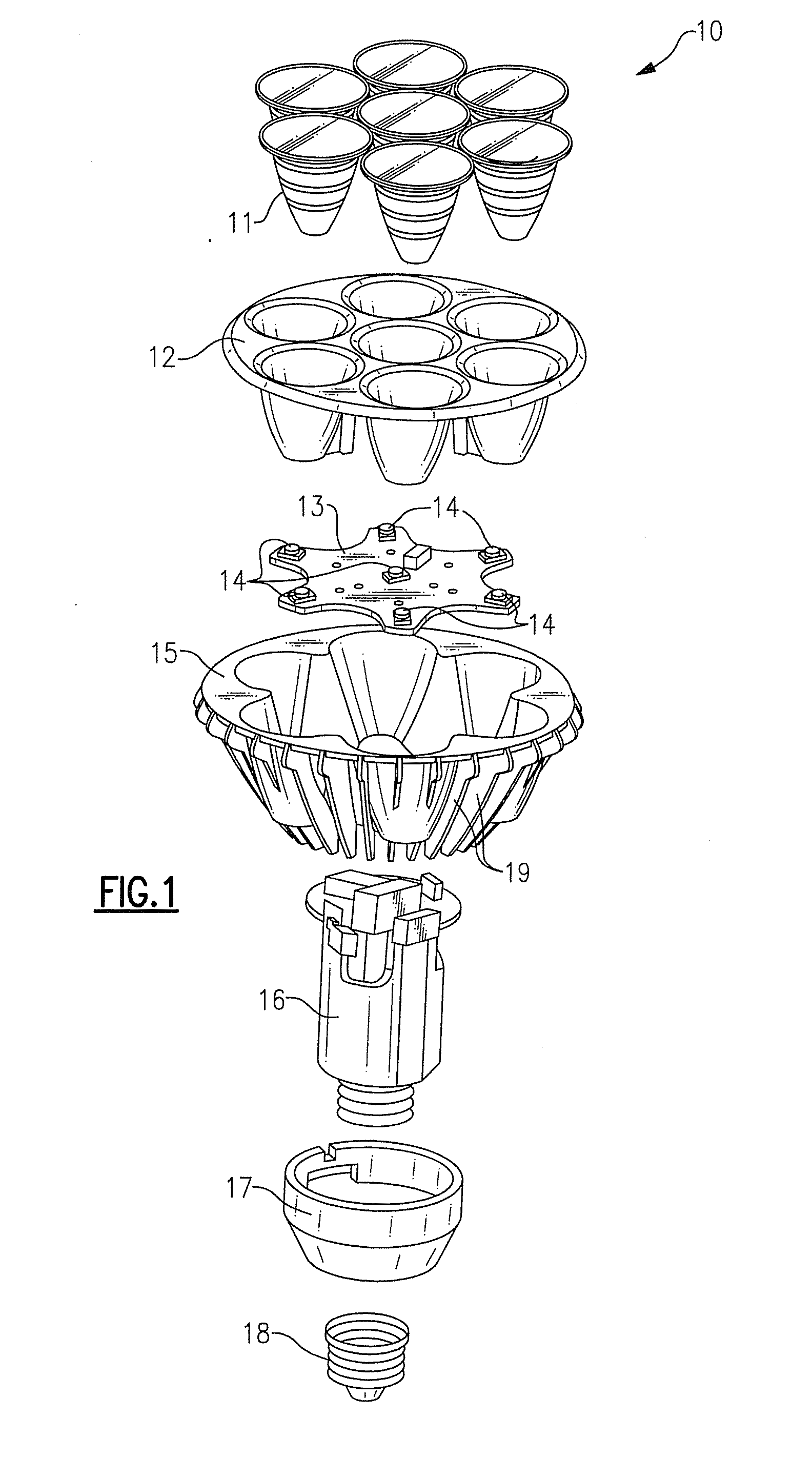Lighting device with multi-chip light emitters, solid state light emitter support members and lighting elements