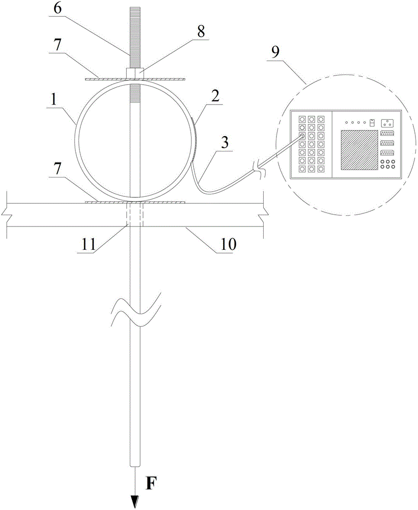 Anchor rod forcemeter for testing underground engineering model