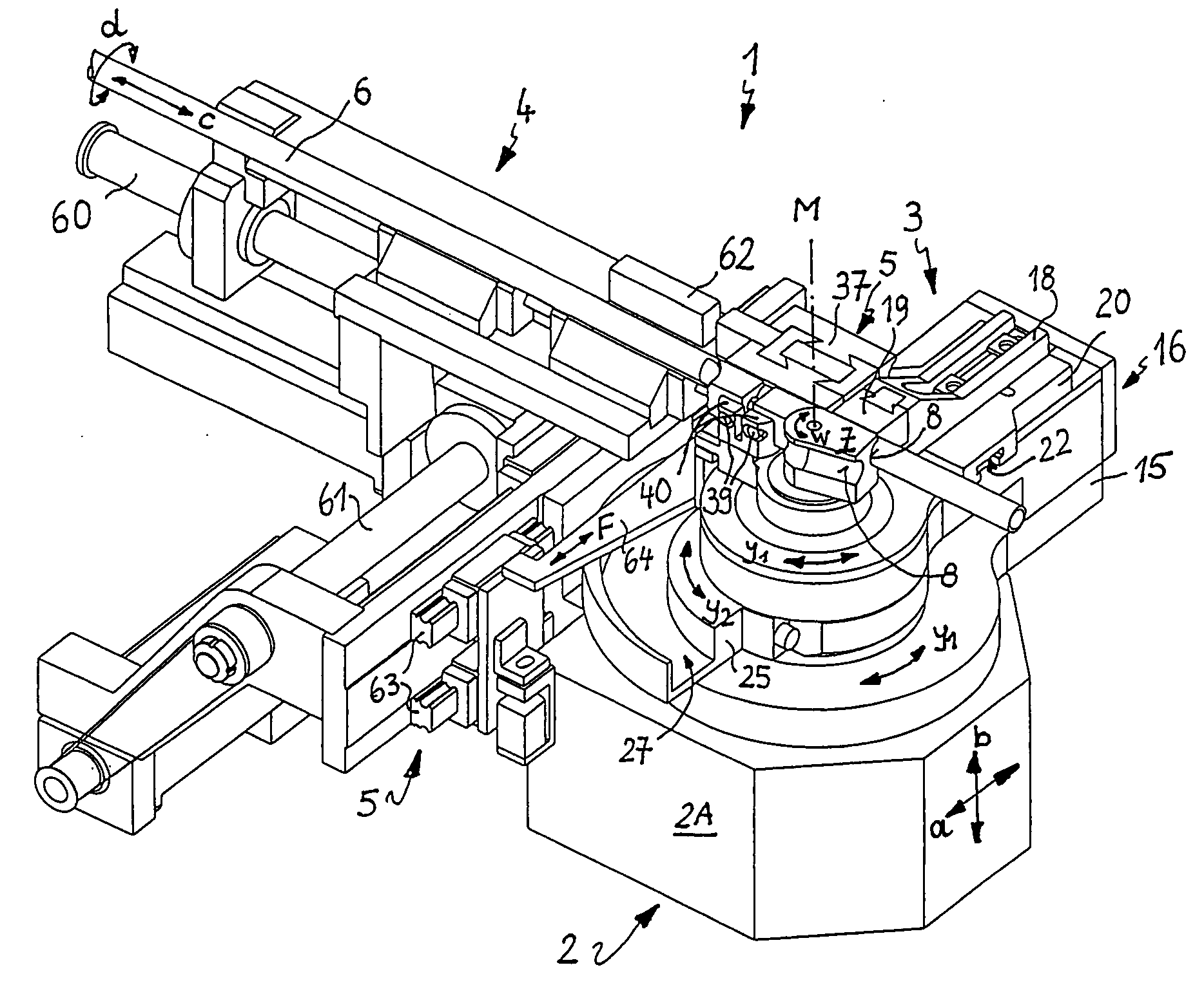 Machine for bending rod-shaped or tubular workpieces