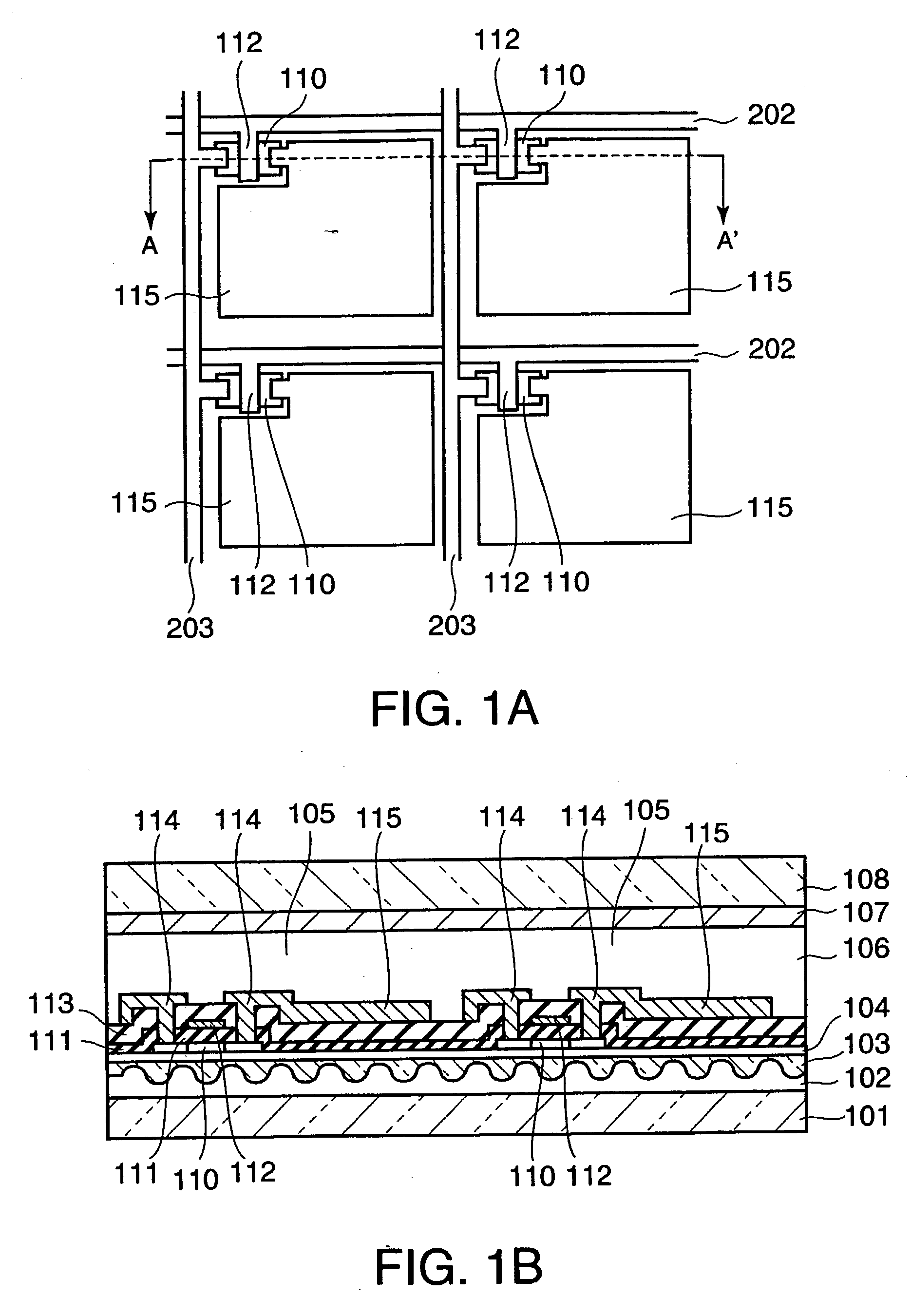 Active matrix type display device and method of manufacturing the same