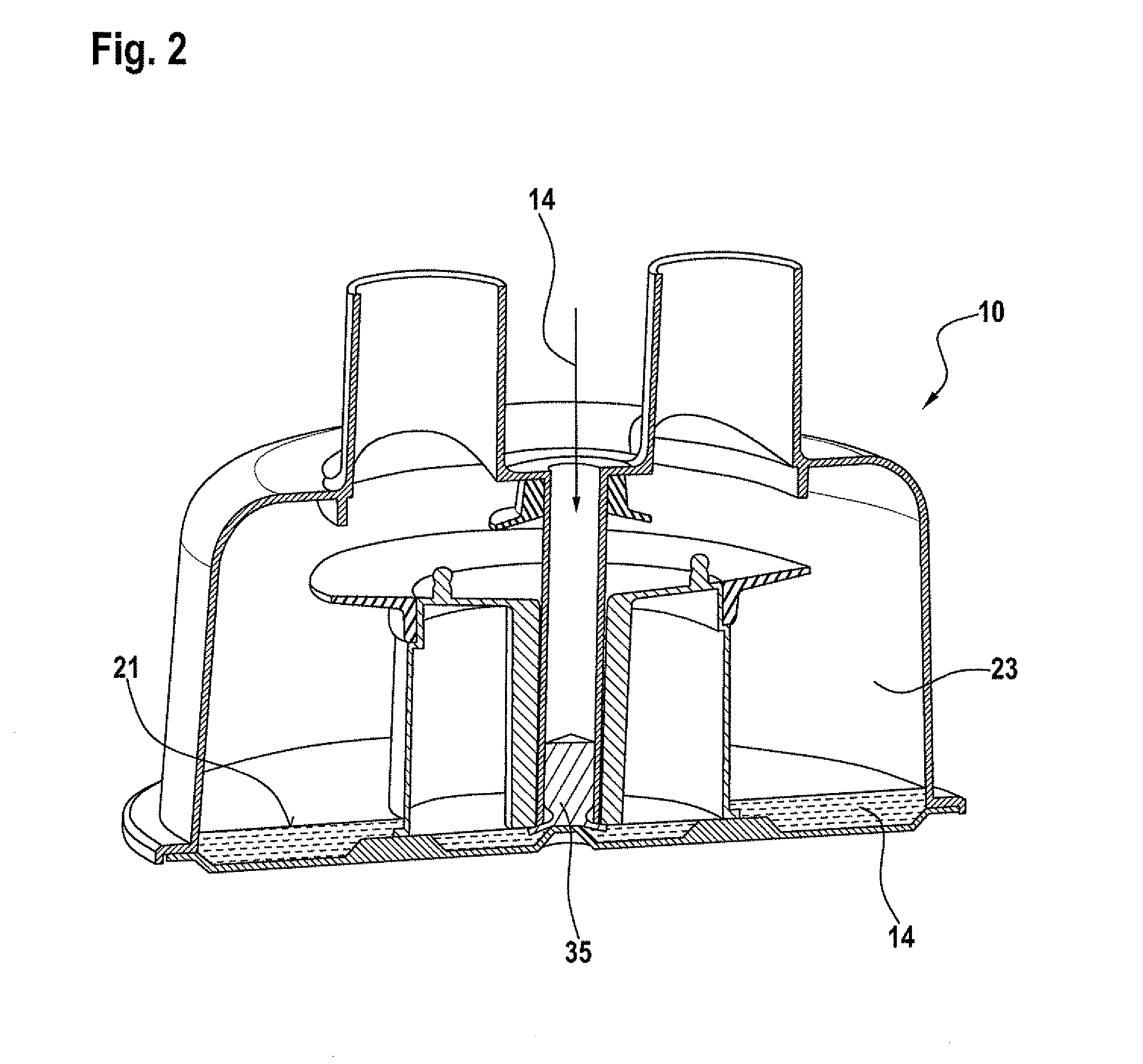 Device for humidifying breathing air for artificial respiration