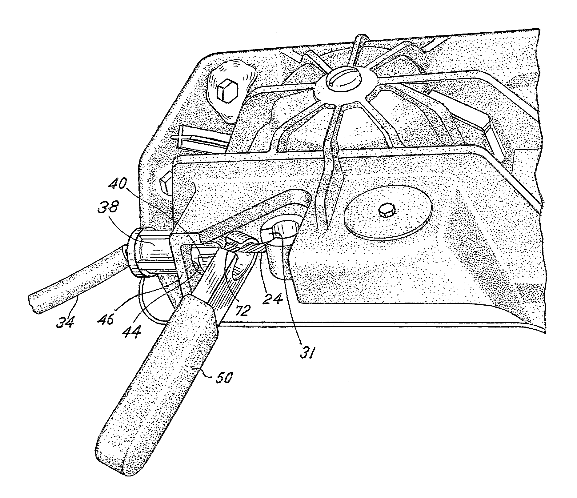 Automotive tool for engagement and removal of an inside door handle cable sheath bushing