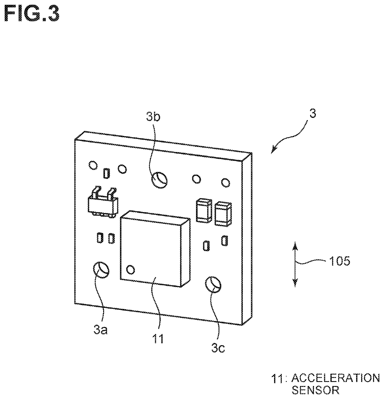 Acceleration sensor core unit, and method for preventing deflection of a base board on which acceleration sensor is mounted