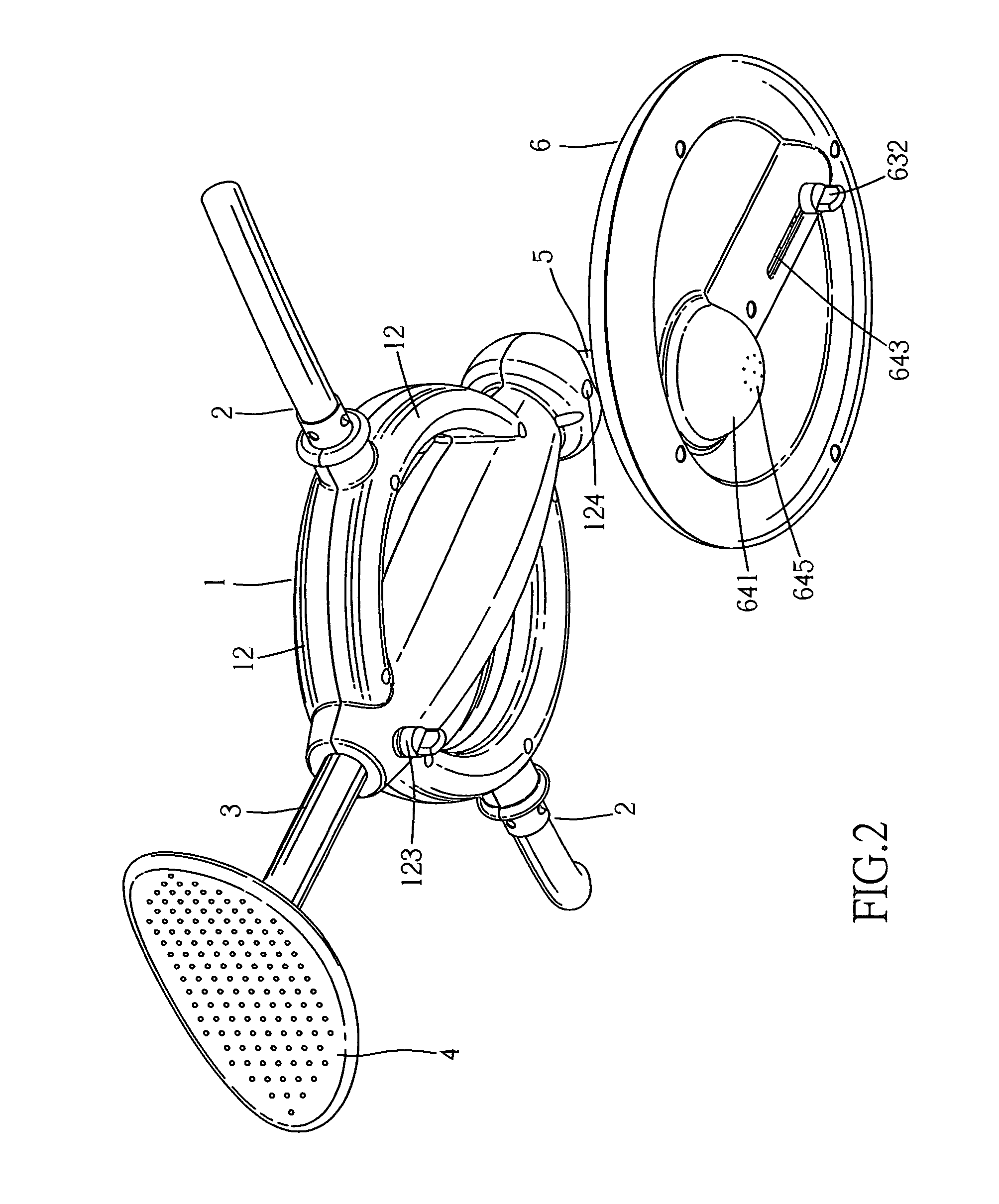 Abdominal exercising device with rotation body and counterweight