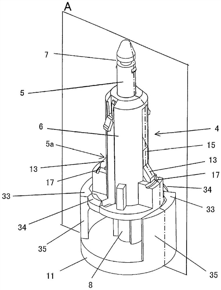 Puncture needle box and puncture device for its installation