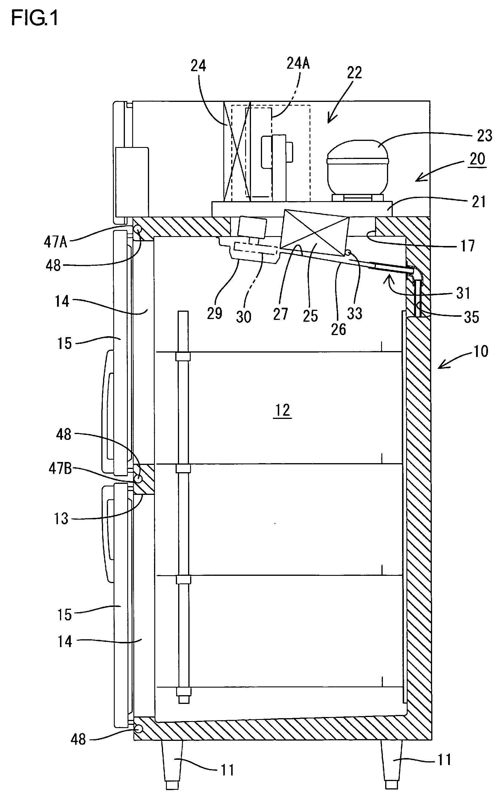 Cooling storage cabinet