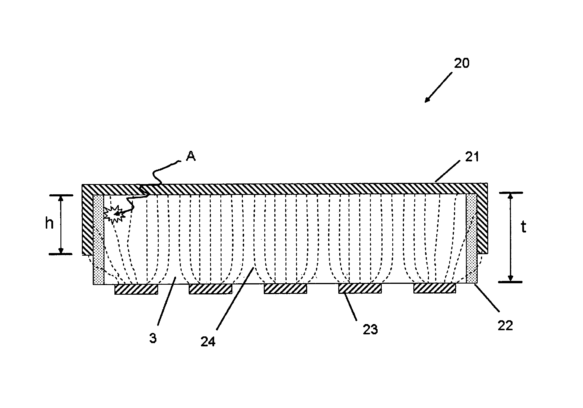 Segmented radiation detector with side shielding cathode