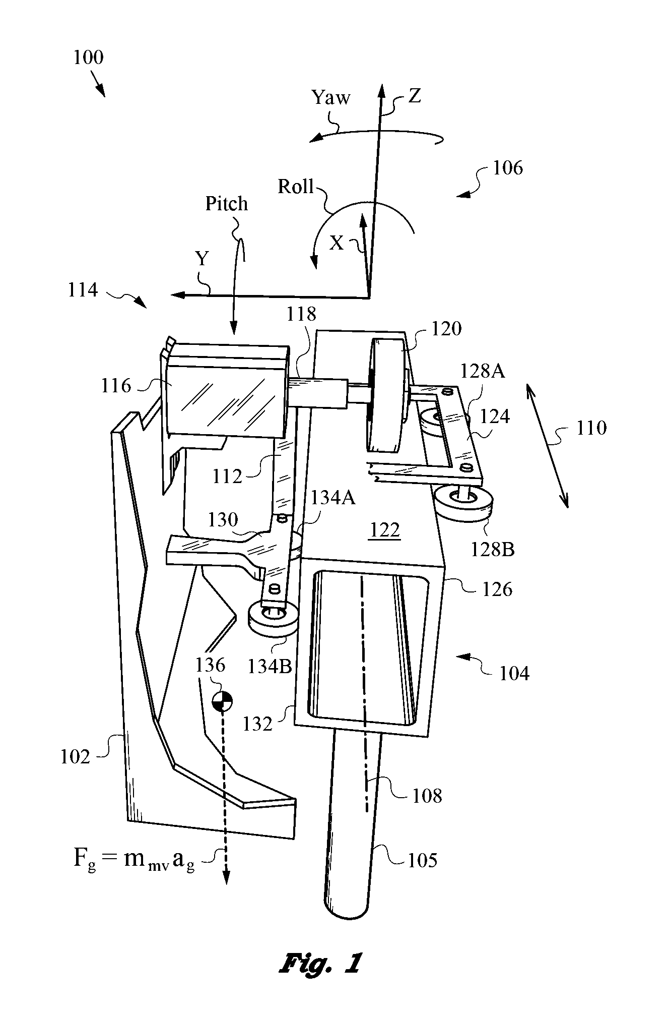 Monorail vehicle apparatus with gravity-controlled roll attitude and loading