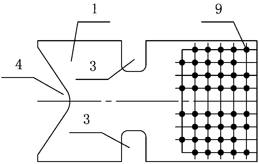Web member intersecting and split joint connector structure in positions of steel truss girder bridge nodes