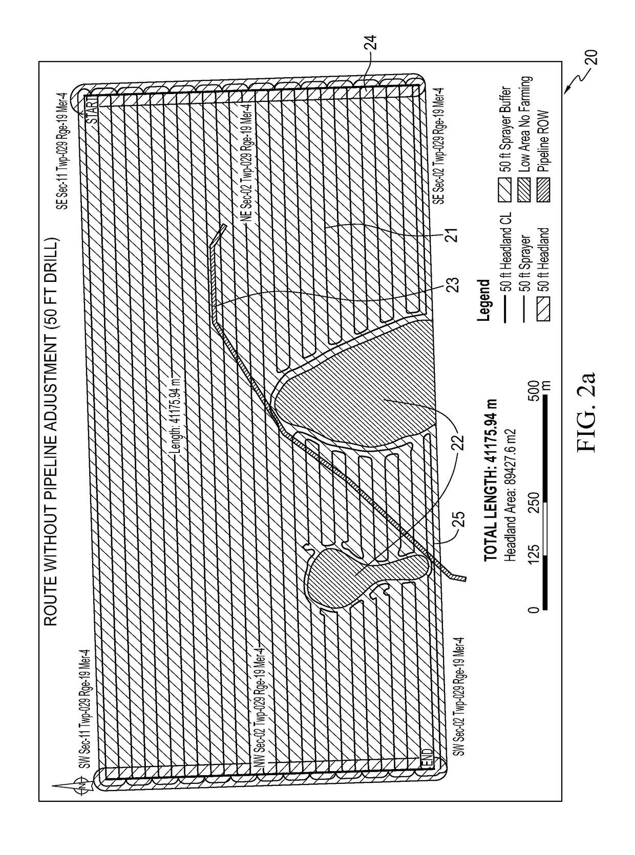 Method and system for determining optimized travel path for agricultural implement on land with obstacle