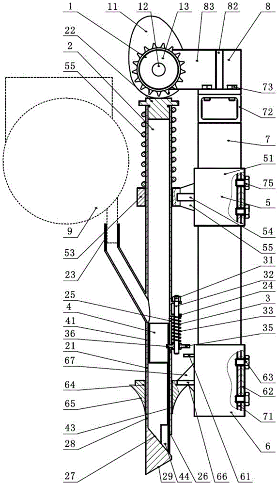 Rear valve type corn precision straight seeding and hole sowing device