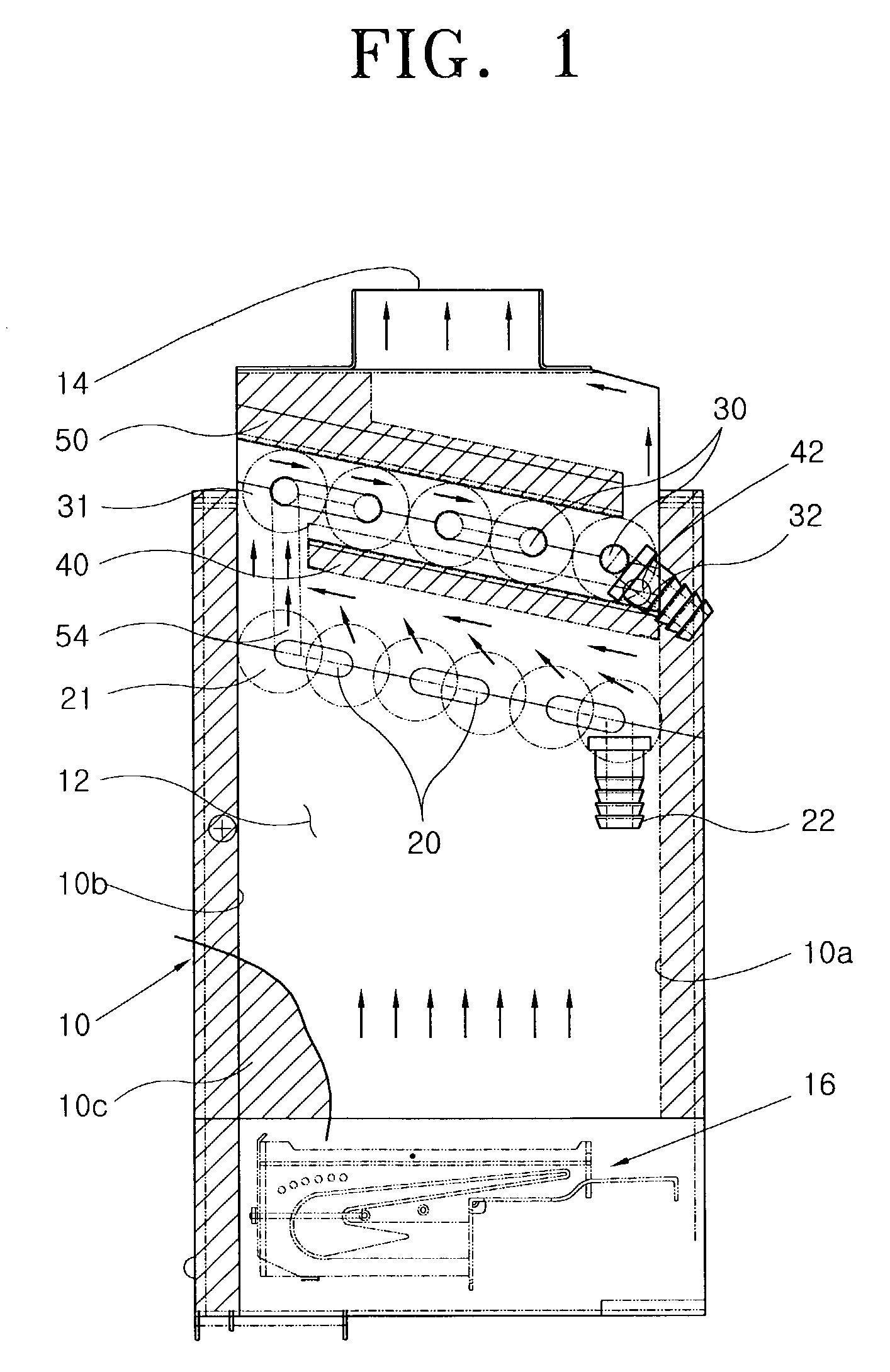 Arrangement structure of heat exchanger in condensing gas boiler