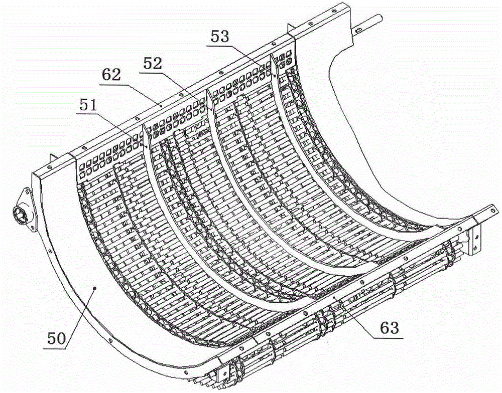 Half-feeding combine harvester threshing and separating device with revolving concave grid