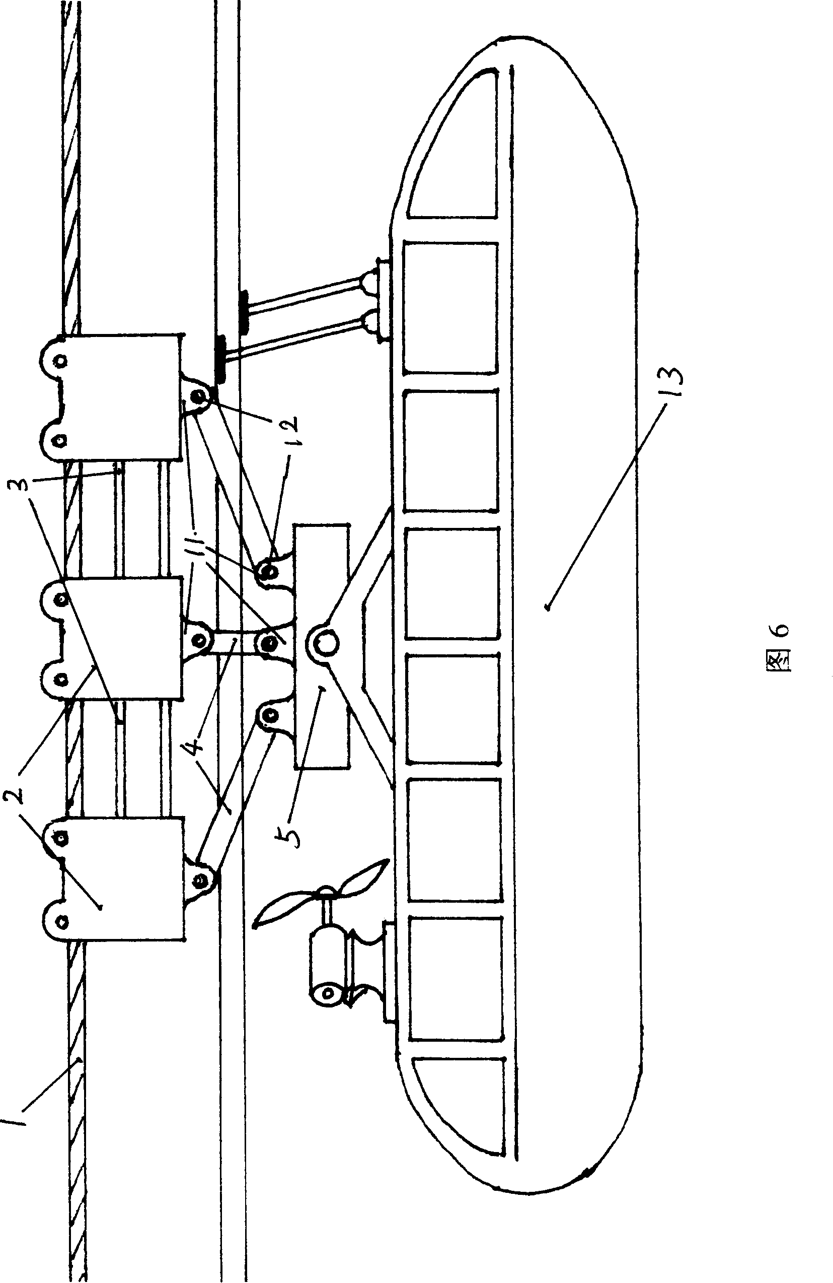 Suspending and running system for self-moving cable car pulled centrally and longitudinally on dual steel cables