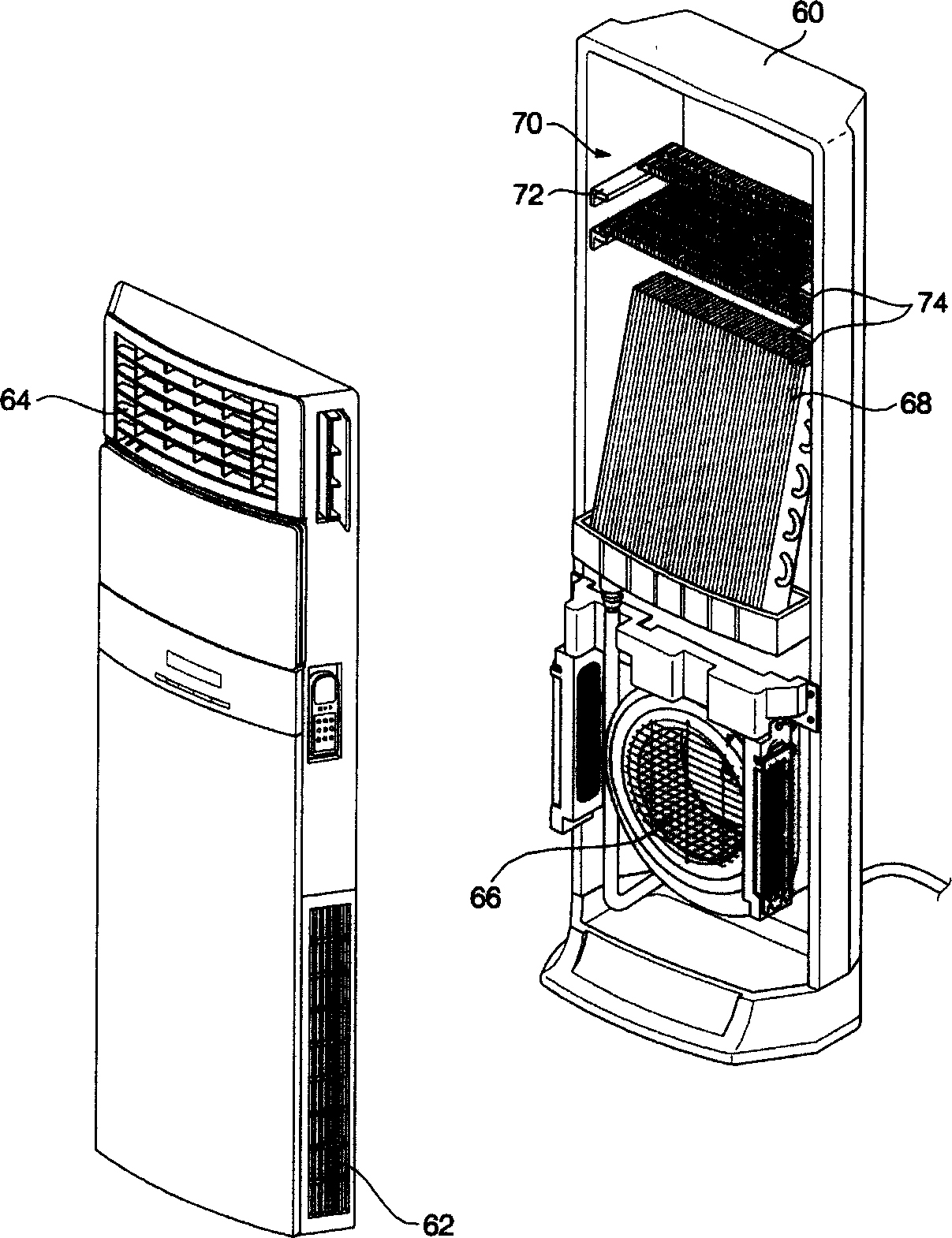 Heater assembly for cold/heat air conditioner