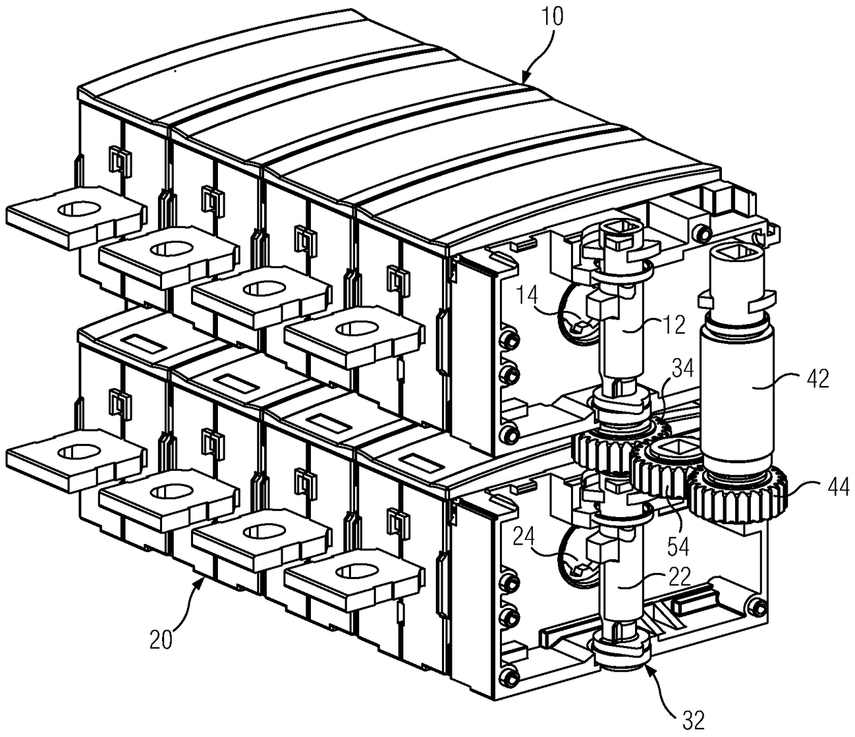 Linkage component of switching device group and switching device group thereof