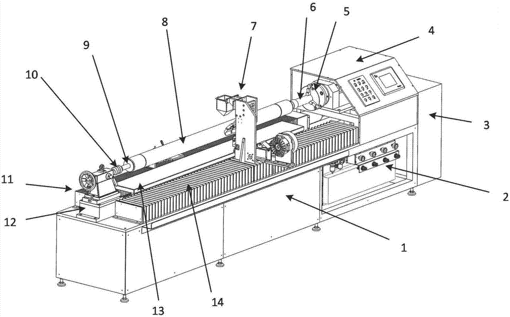 Automatic side face winding and coating device of large slenderness ratio propellant