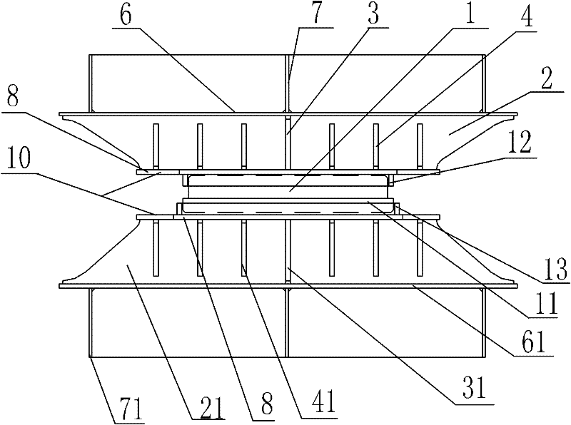 Vertical supporting structure for cargo tank and inboard bottom of full-refrigerated liquefied gas carrier and mounting method of vertical supporting structure