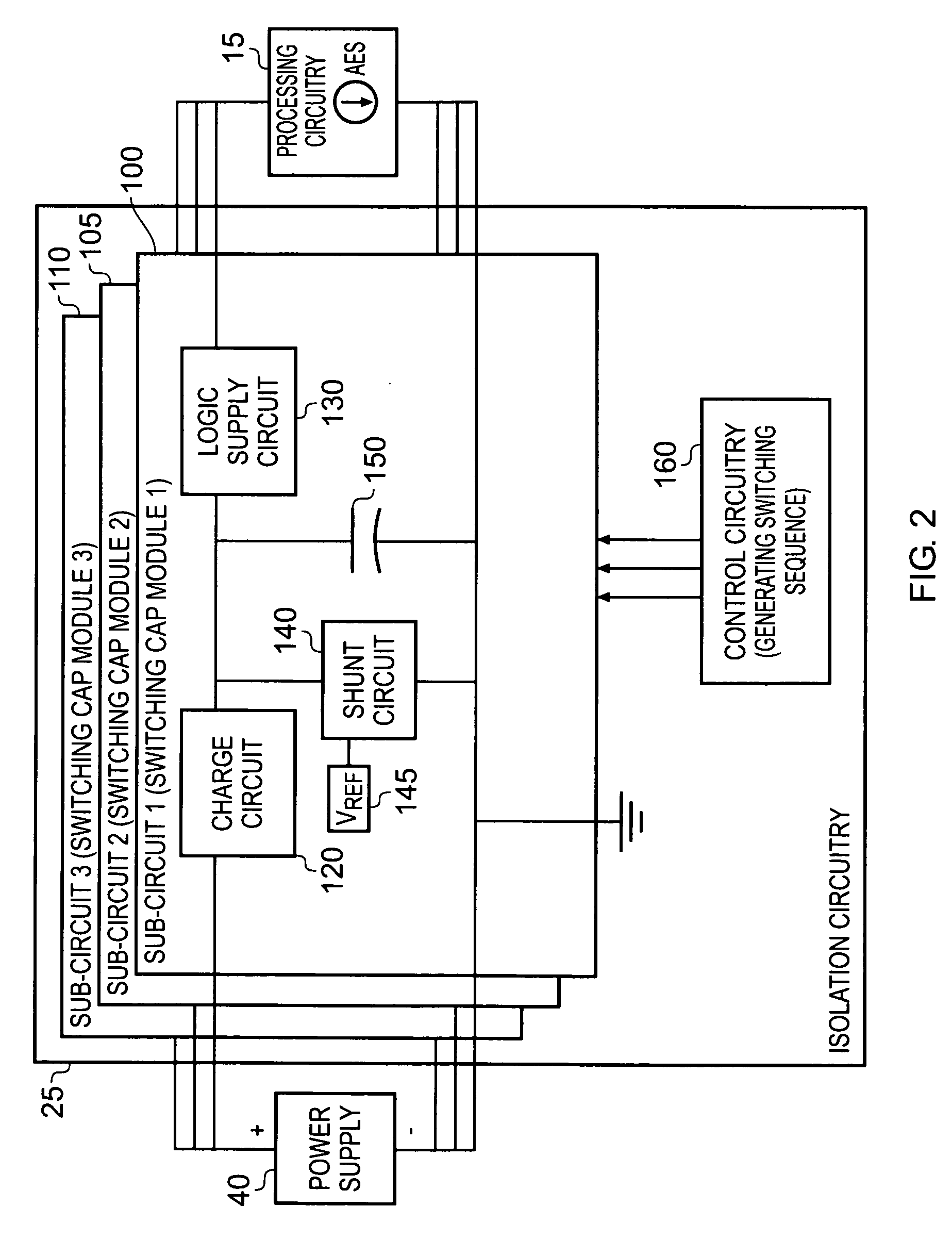 Isolation circuitry and method for hiding a power consumption characteristic of an associated processing circuit