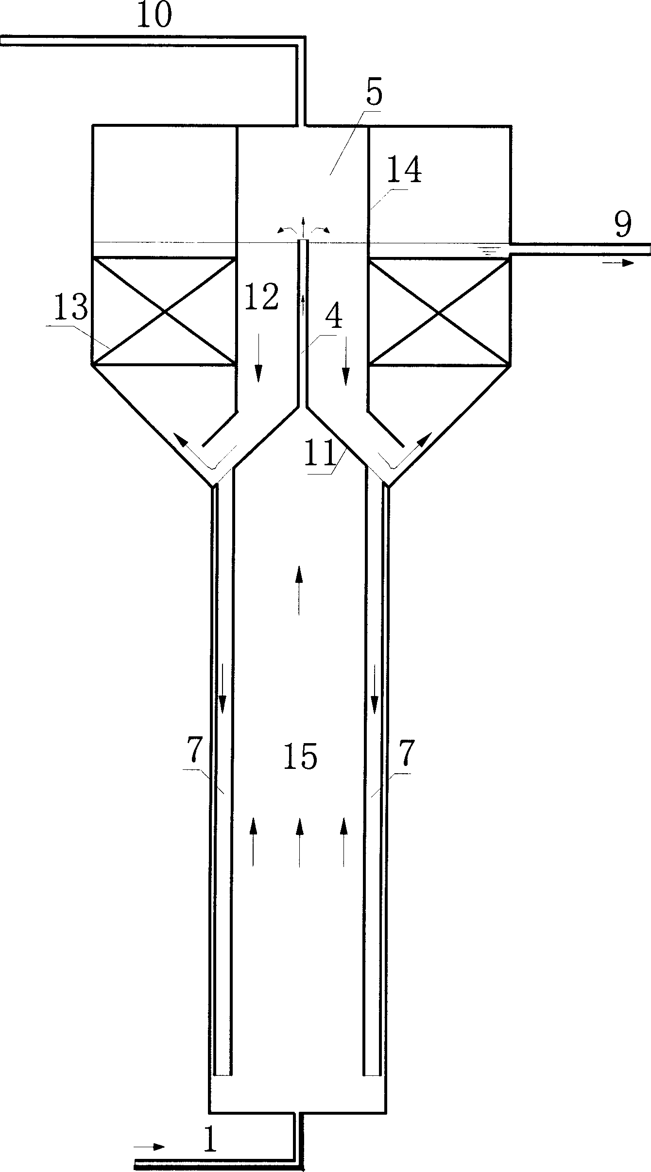 Composite anaerobic reactor with inner circulation