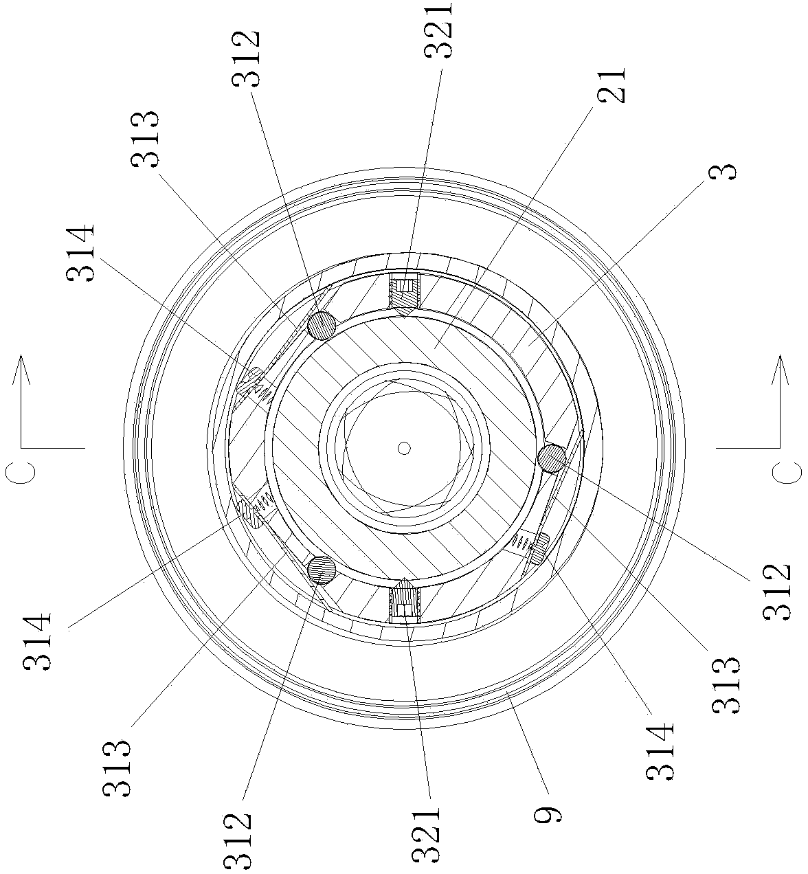 Lens adjustable in coaxiality of front lens group and rear lens group