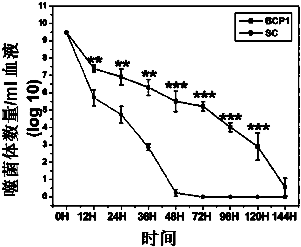 Polypeptide for prolonging blood circulation time of bacteriophage