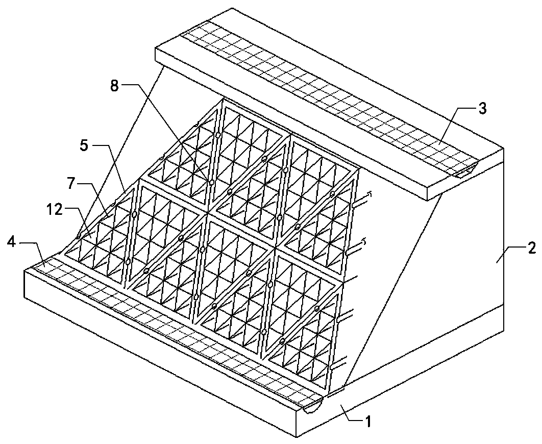 Vegetation type ecological concrete slope protection and construction method thereof