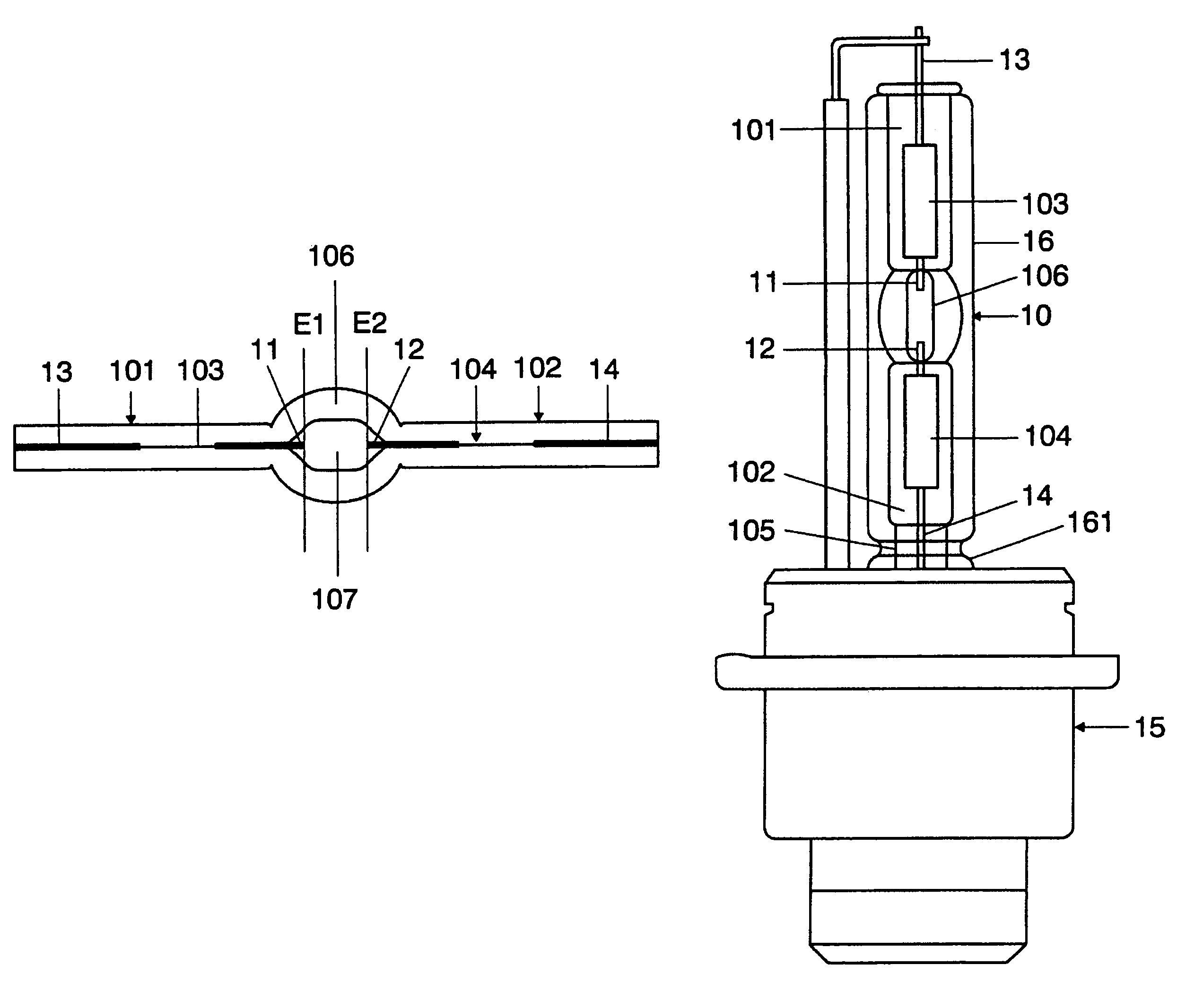 High-pressure discharge lamp with improved discharge vessel structure