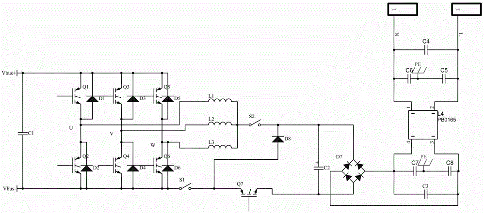 Integrated vehicle-mounted charger and automobile using same