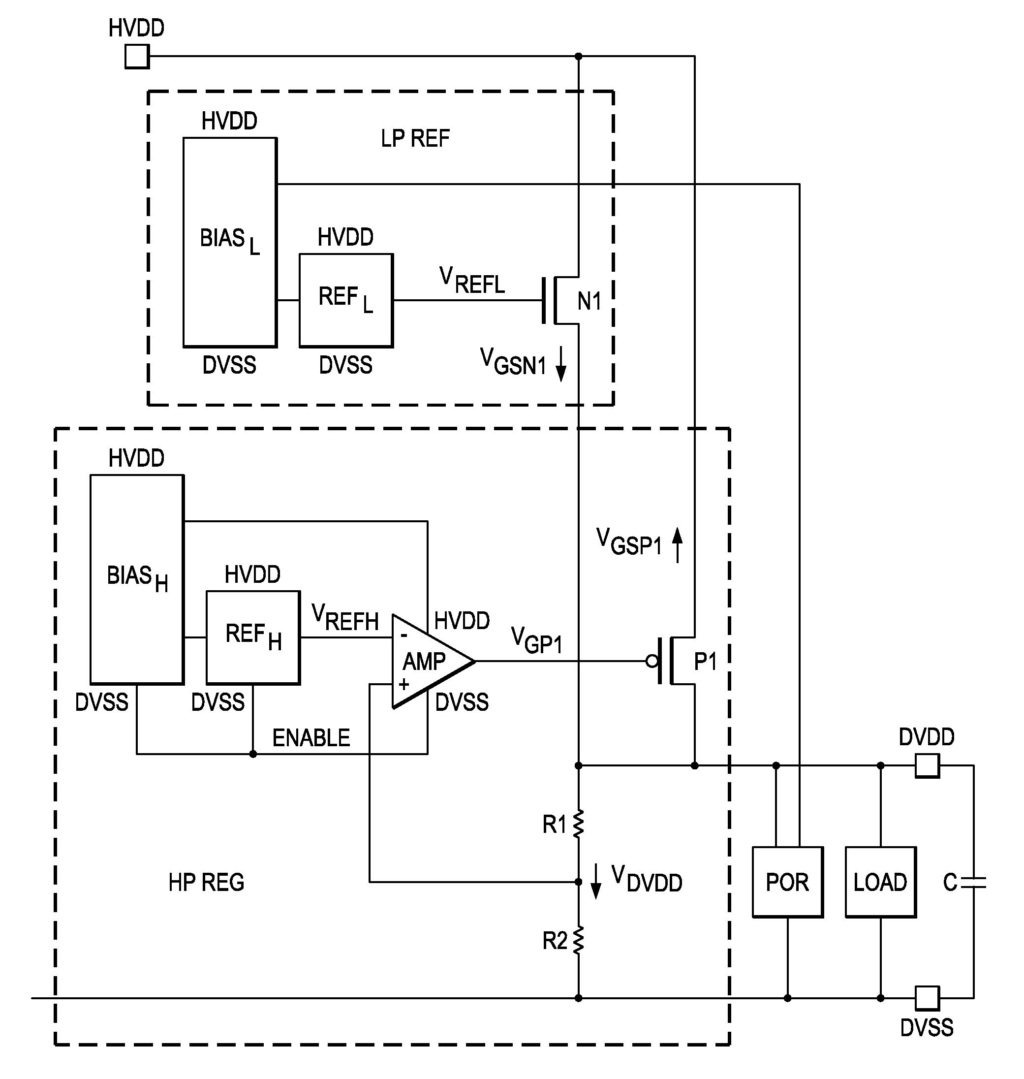 On-chip voltage supply scheme with automatic transition into low-power mode of MSP430