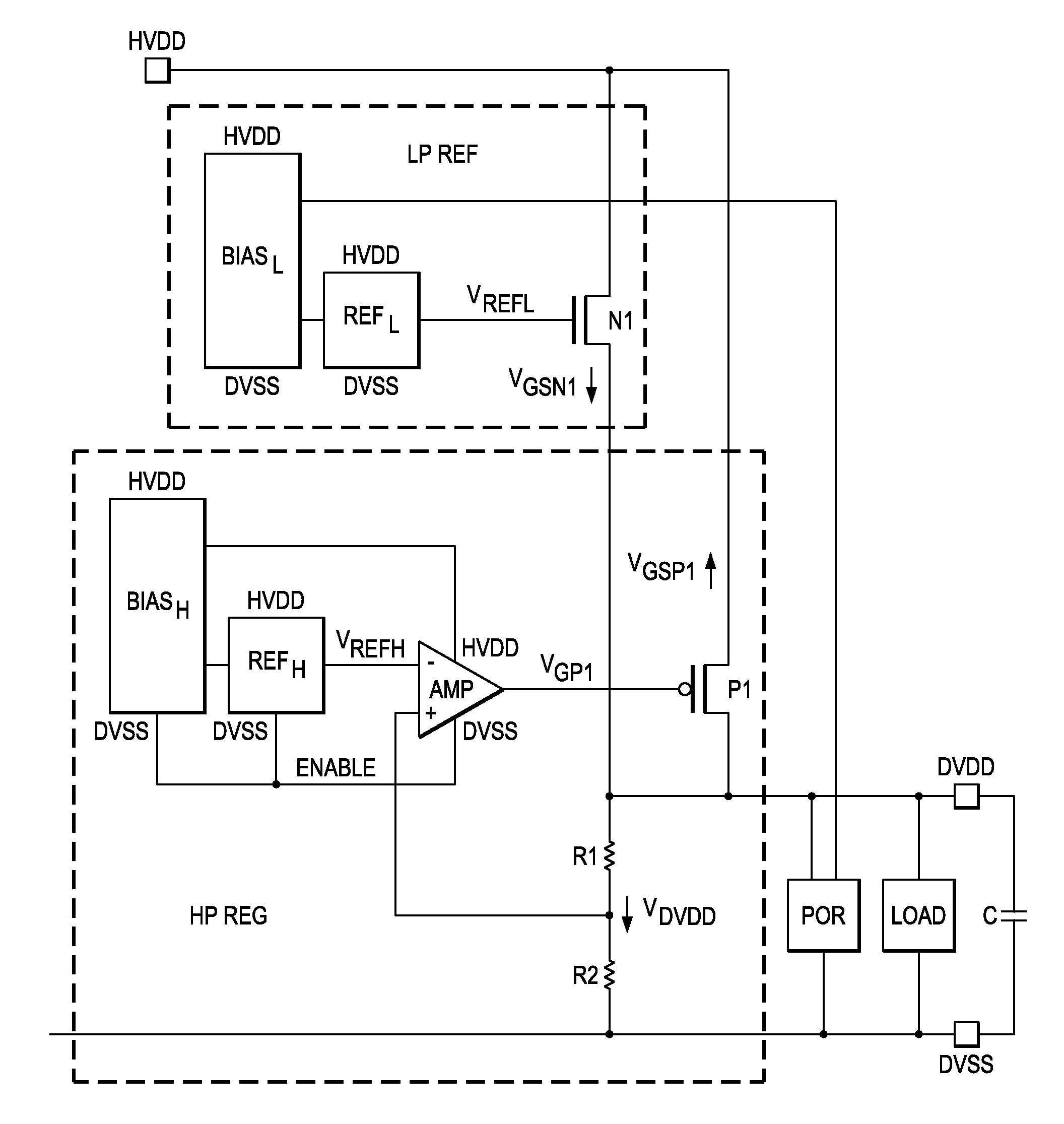 On-chip voltage supply scheme with automatic transition into low-power mode of MSP430