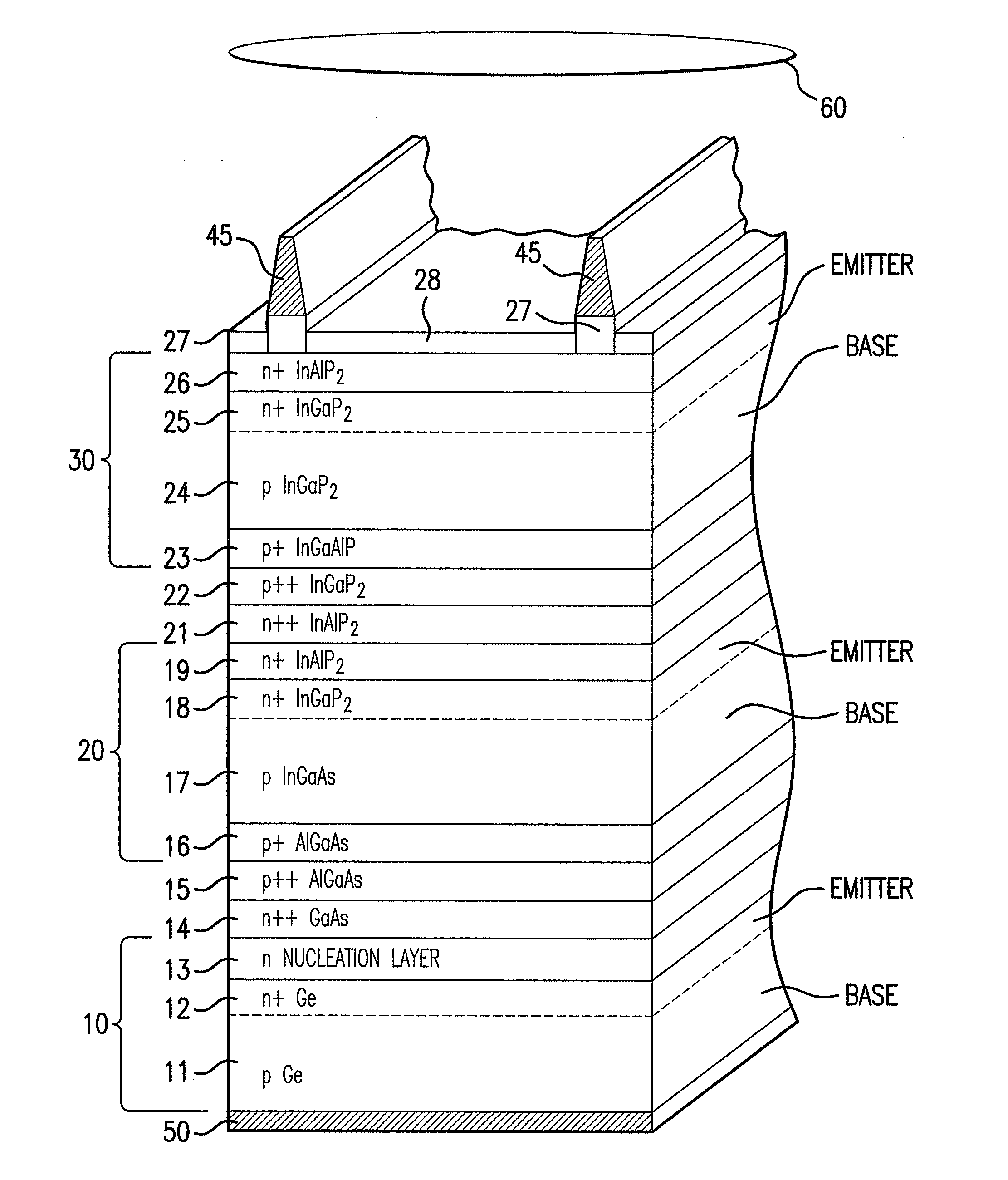 Grid design for iii-v compound semiconductor cell