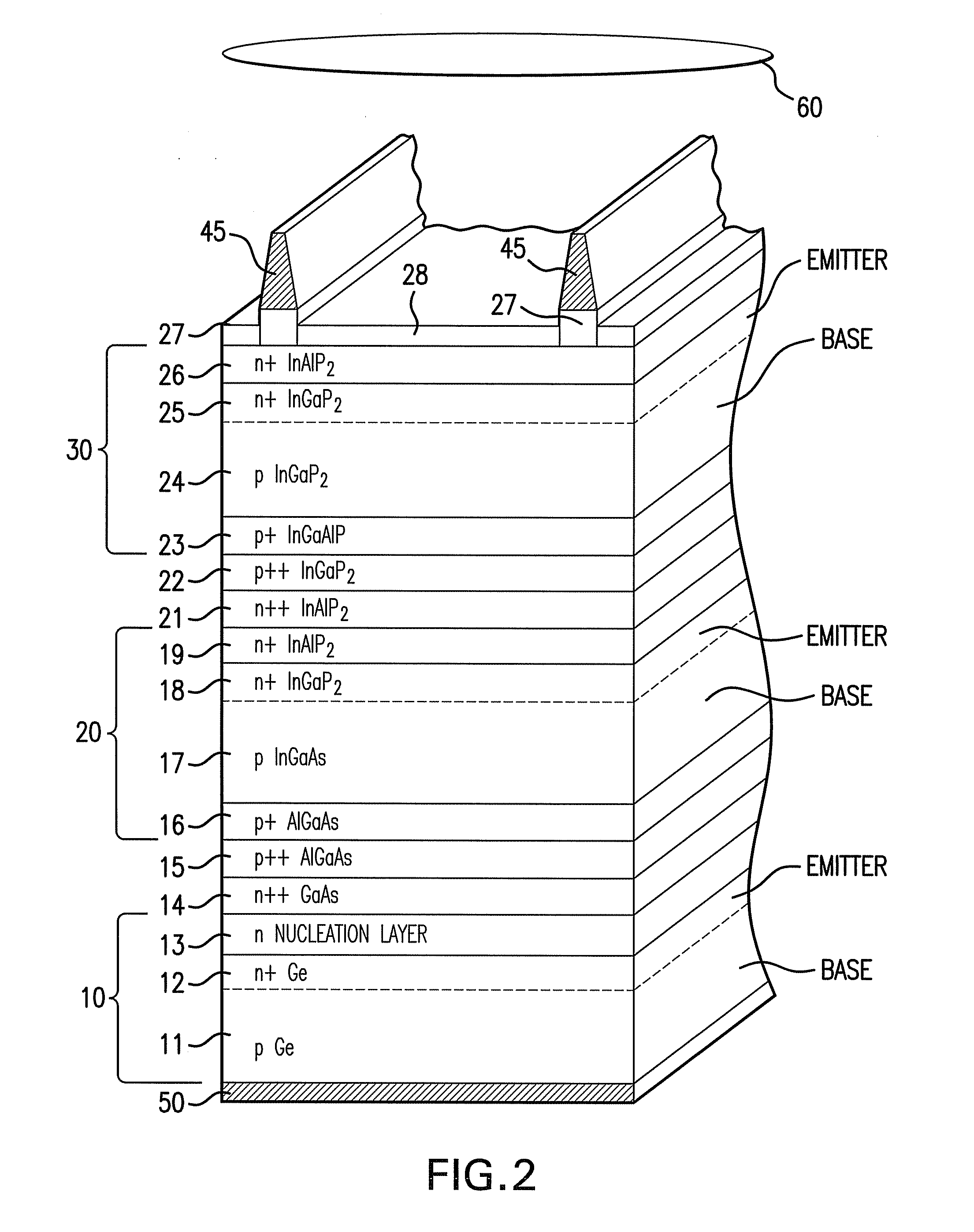 Grid design for iii-v compound semiconductor cell