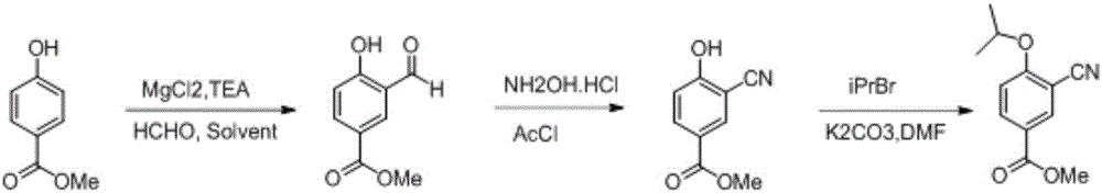 Preparation method of 3-cyano-4-isopropoxy methyl benzoate