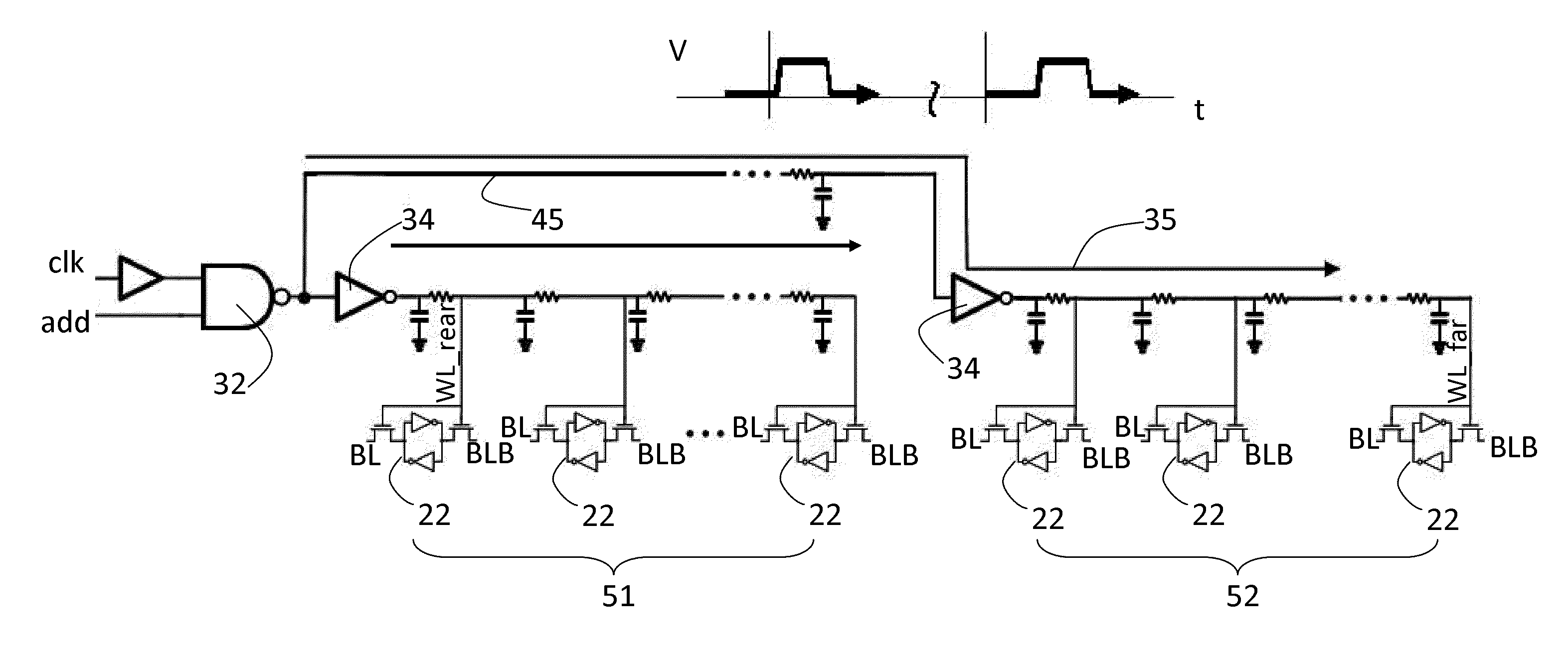 Fly-over conductor segments in integrated circuits with successive load devices along a signal path