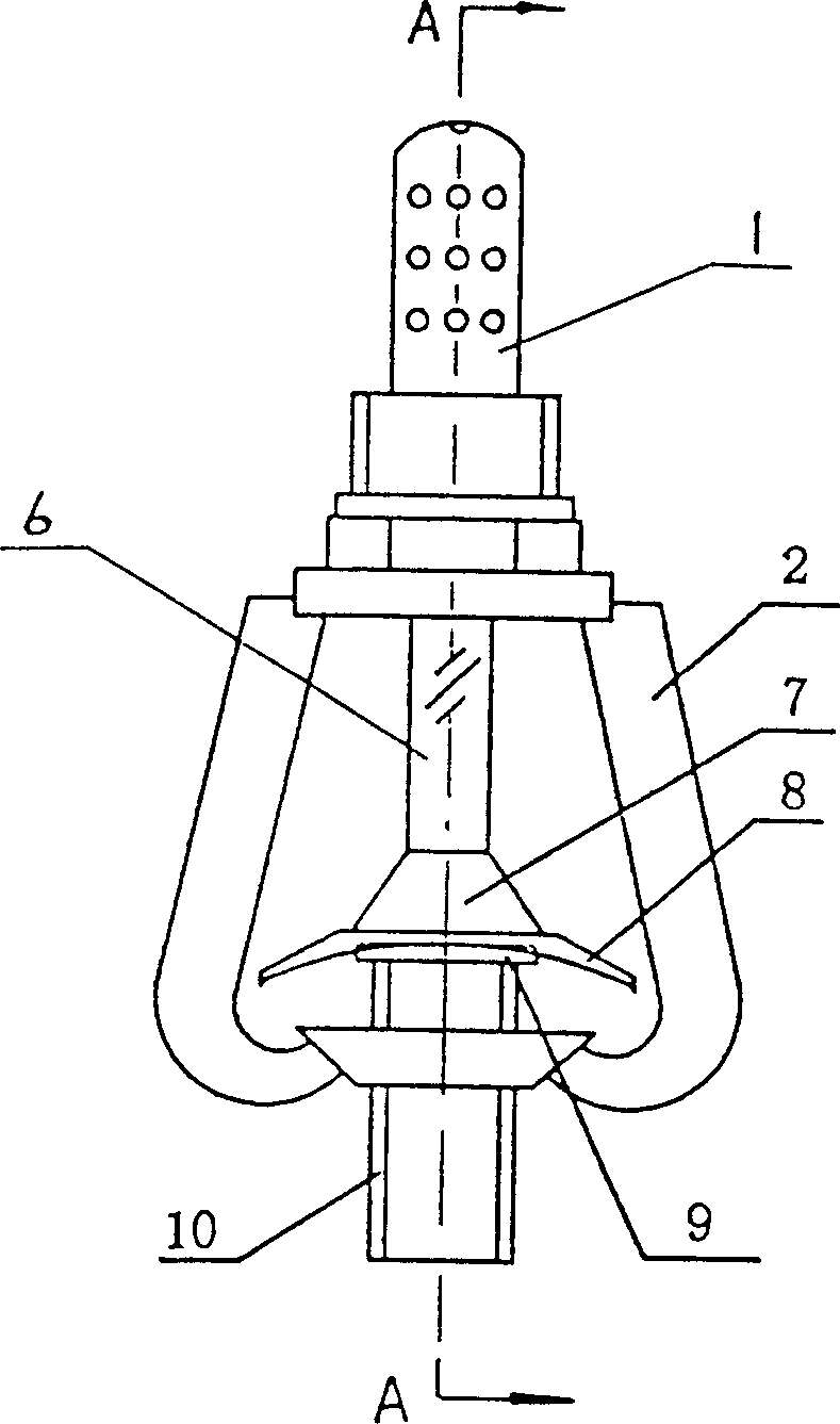 Projected closed water-atomizing nozzle