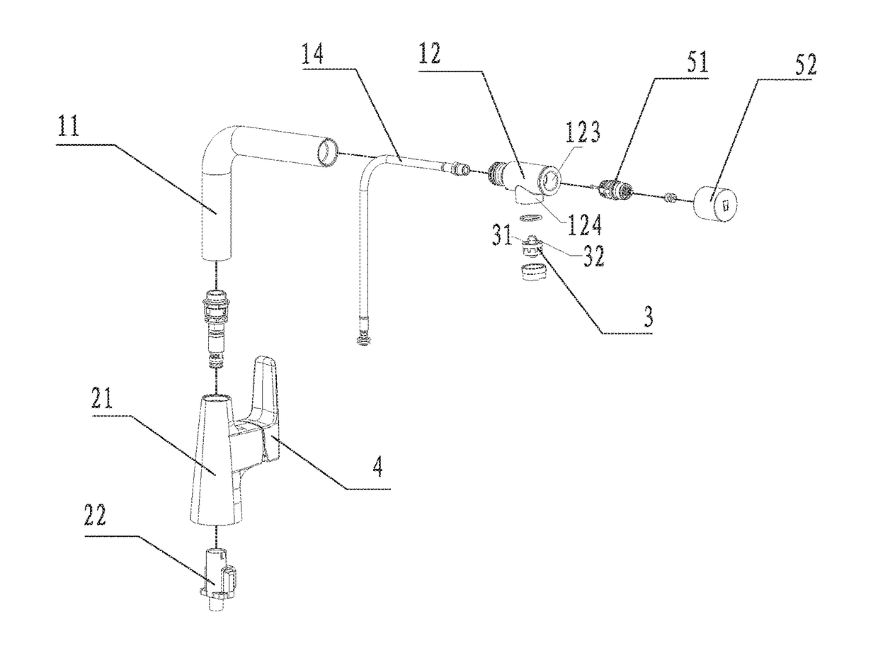 Outlet mechanism with filtered water and tap water outlet modes