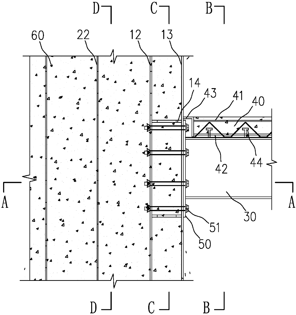 Composite shear wall and steel truss composite beam connection energy dissipation node and its preparation method
