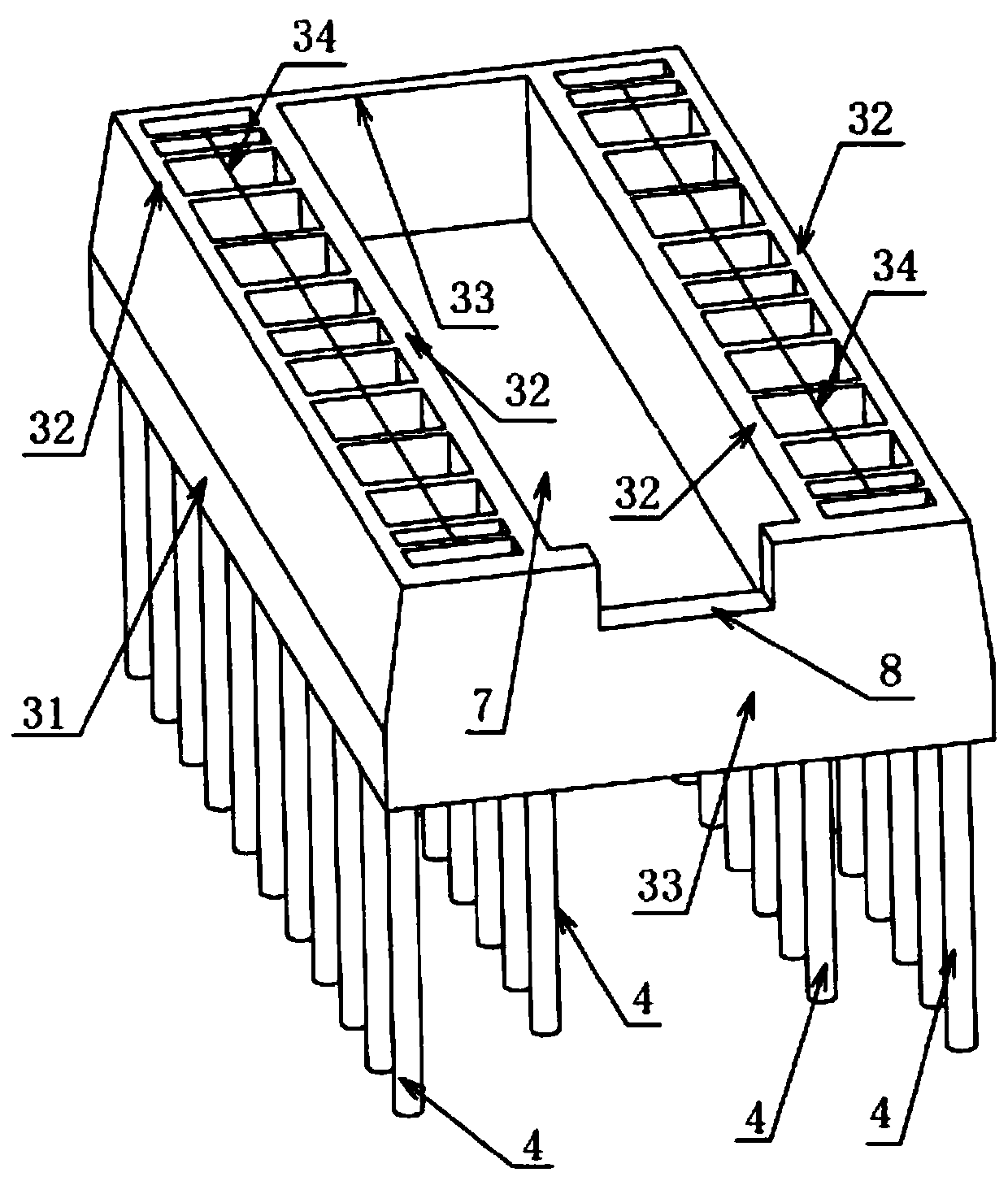 Ship lift tower structure provided with thin pile raft foundation and layered strongly-constrained box girders